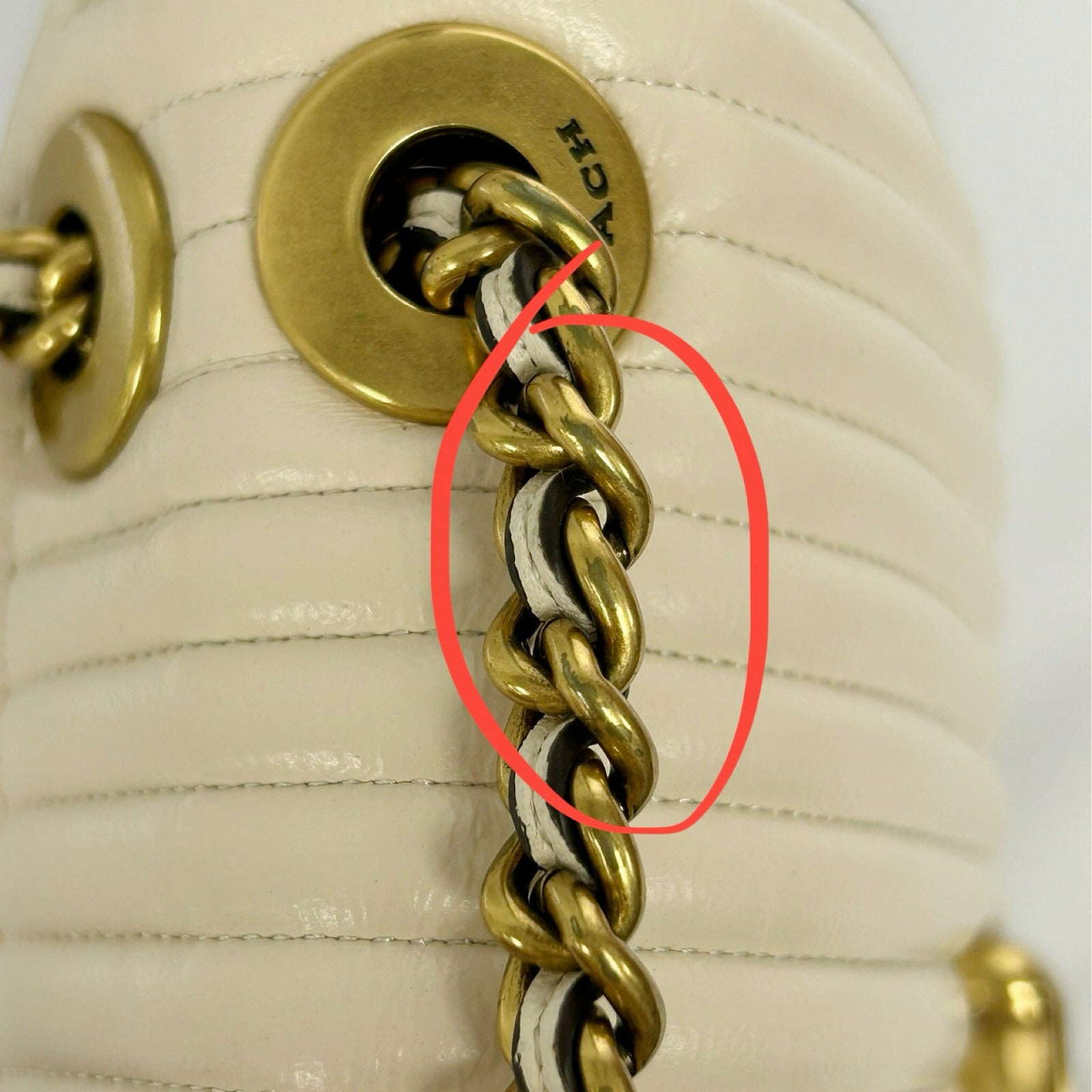 COACH 牛皮皮革Rucksack金扣鏈帶背包