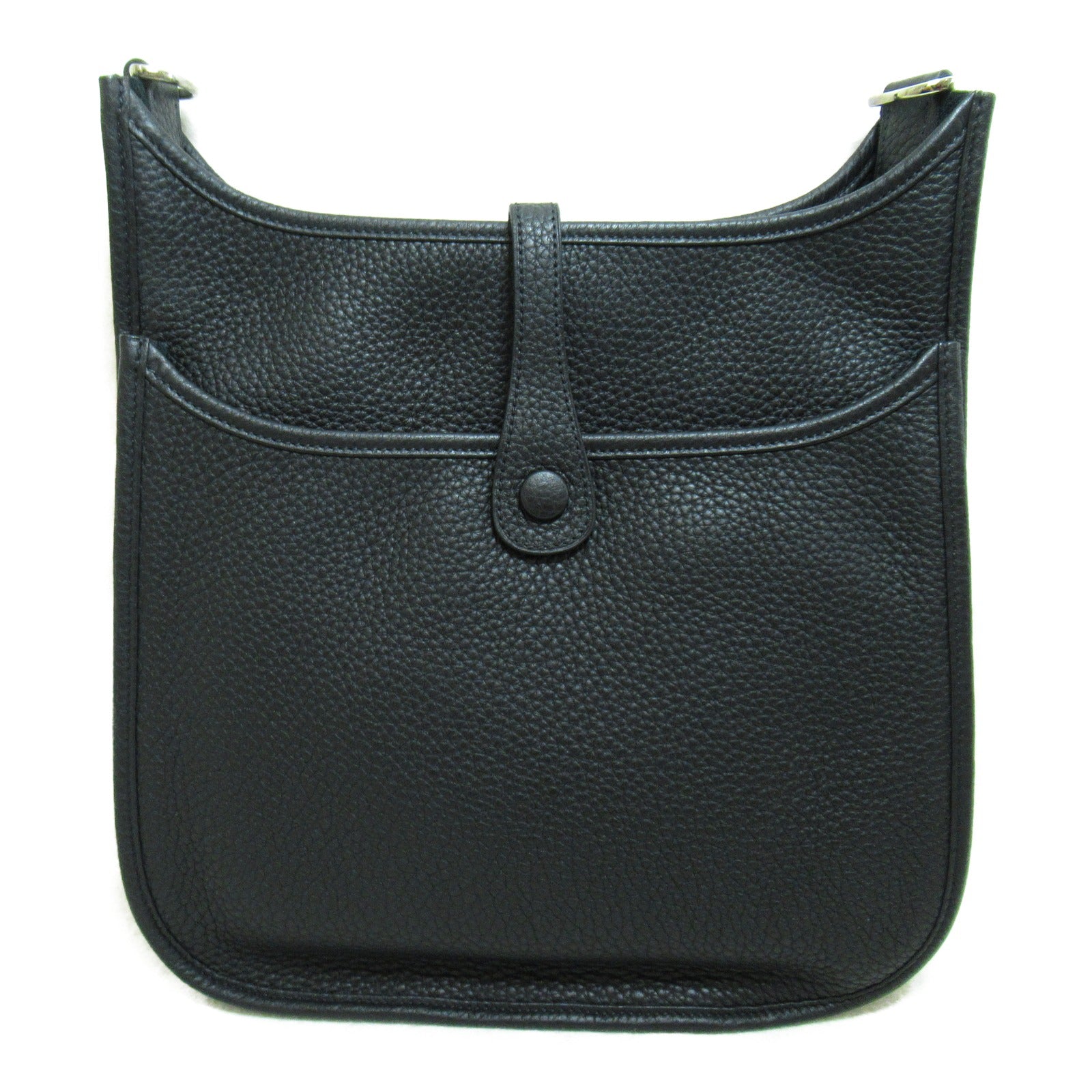 HERMES Clemence皮革Evelyne PM銀扣肩背袋黒色Noir