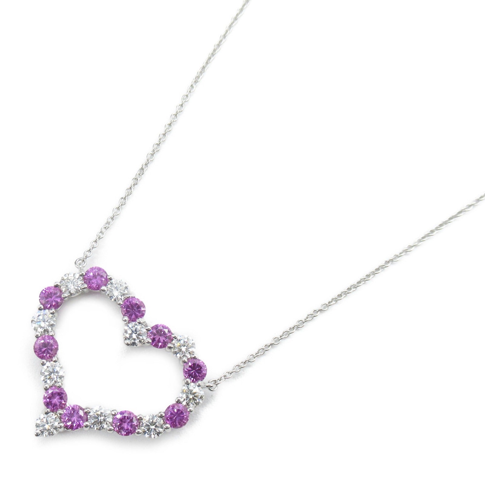 TIFFANY&CO 【激減優惠】950鉑金Sentimental Heart Pink Sapphire Diamond Necklace粉紅藍寶石/鑽石項鍊