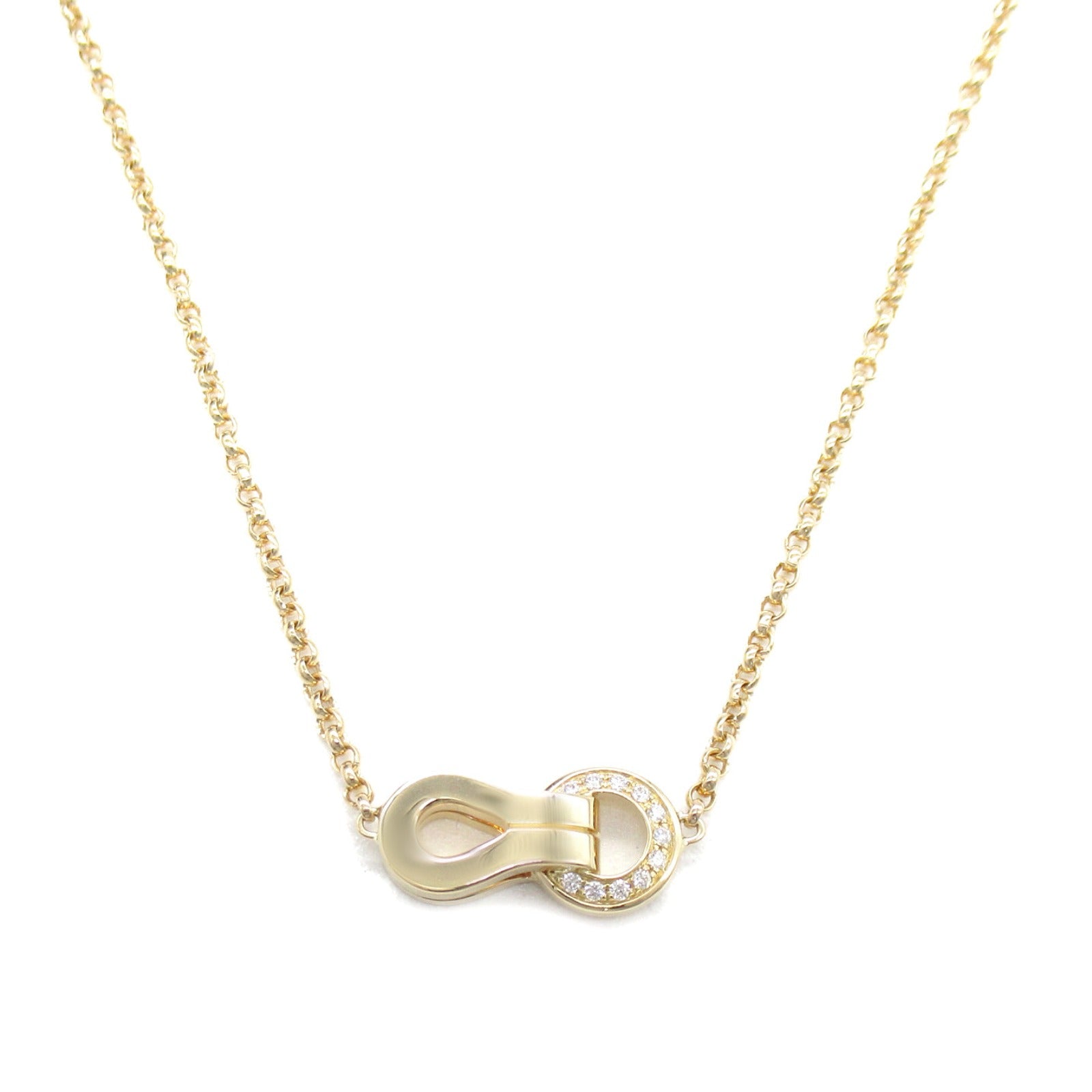 CARTIER (PRICE DOWN) Agrafe Diamond Necklace 18K Pink Gold