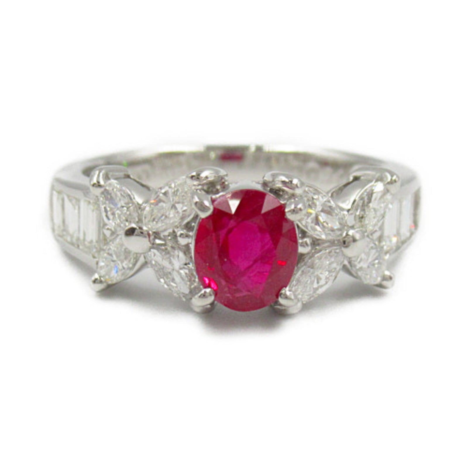 JEWELRY Ruby Diamond Ring PT900 Platinum US#6.25 JP#12