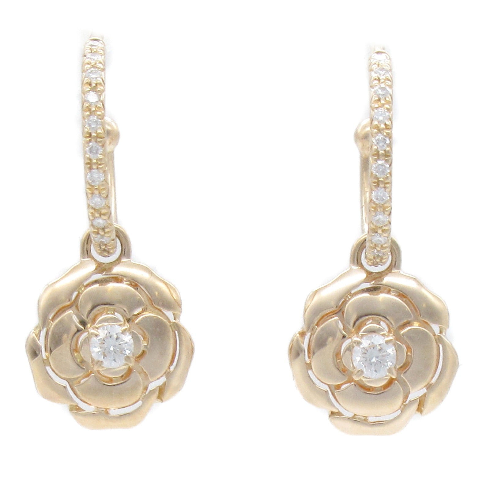 CHANEL【激減優惠】 18K玫瑰金Camellia Diamond Earrings鑽石耳環