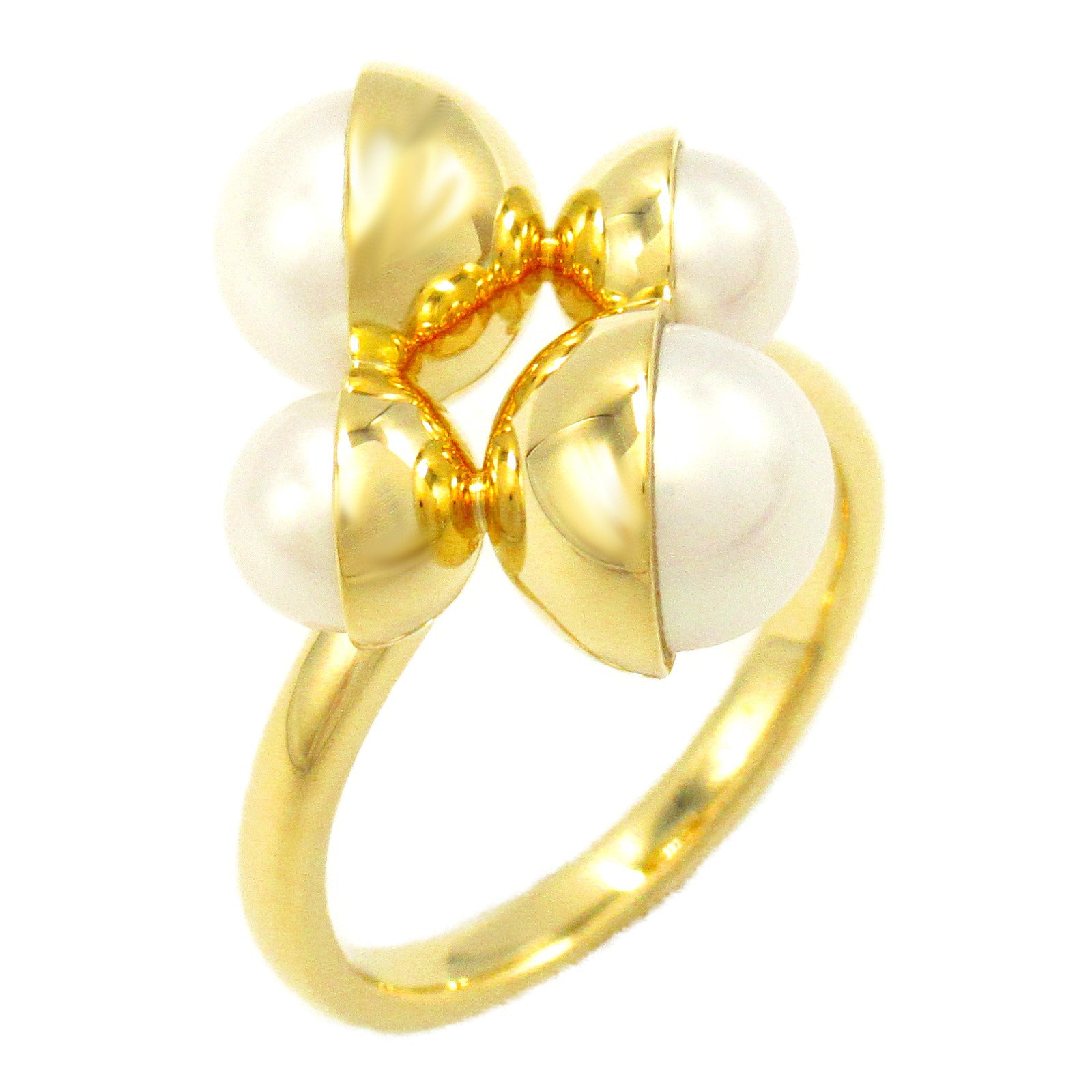 TASAKI Arlequin Slashed Ring 18K Yellow Gold Pearl US# 6