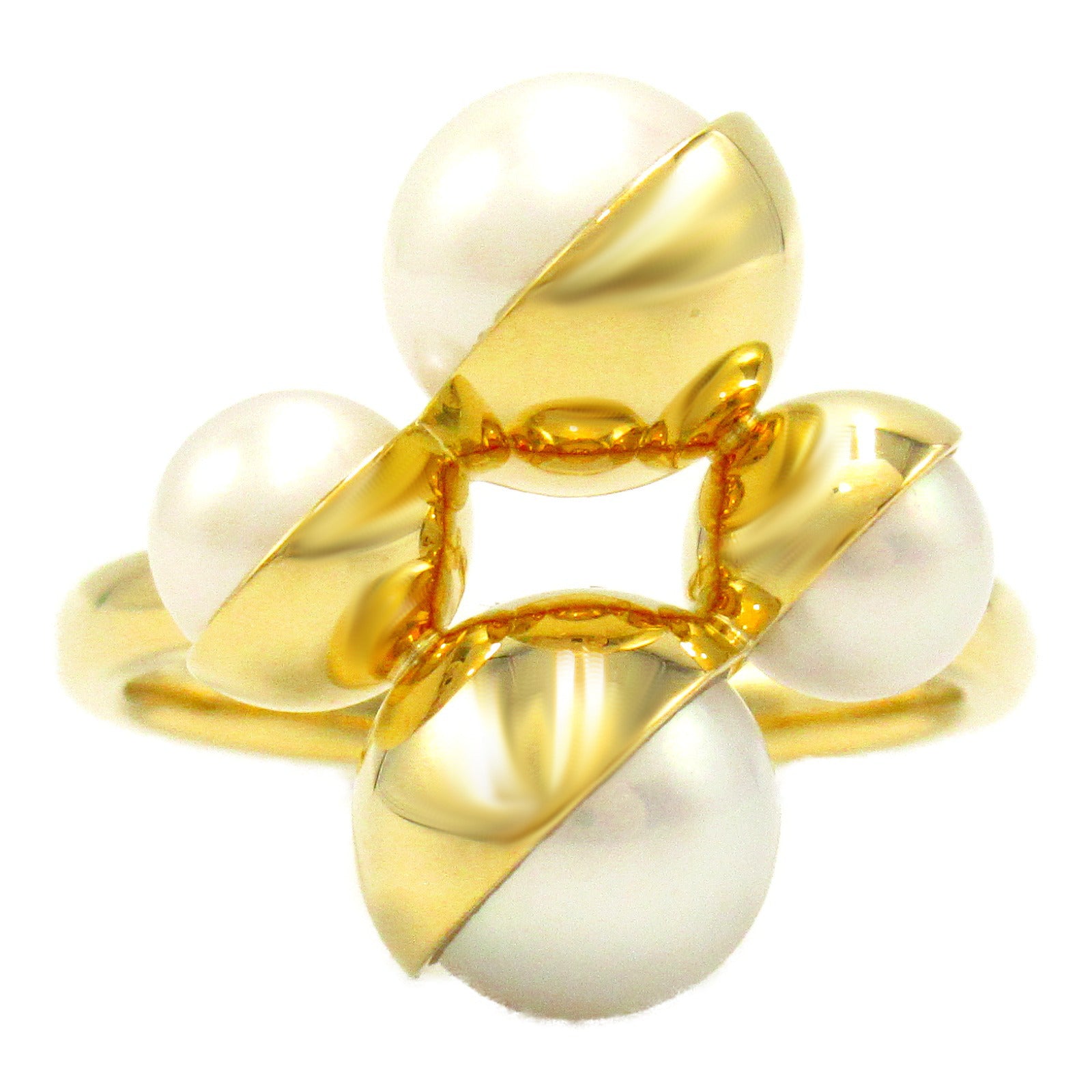 TASAKI Arlequin Slashed Ring 18K Yellow Gold Pearl US# 6