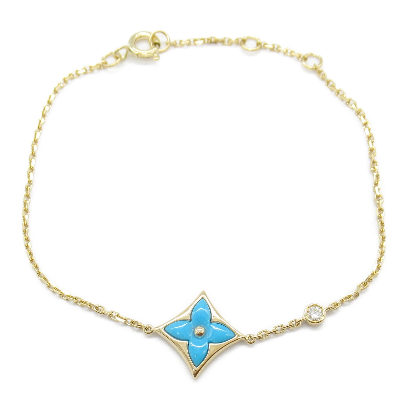 LOUIS VUITTON LV Star Blossom Bracelet 18K Yellow Gold Diamond Turquoise