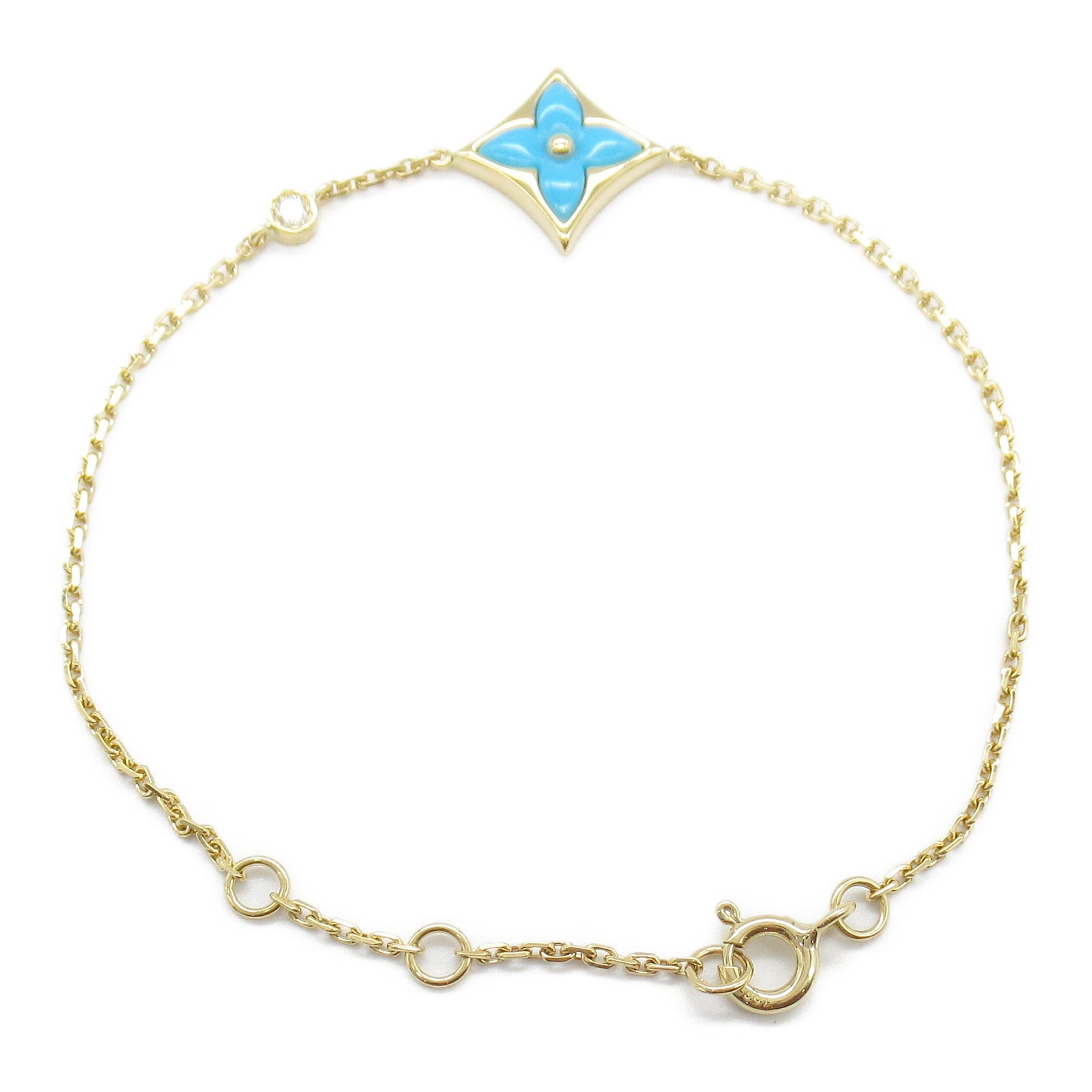 LOUIS VUITTON LV Star Blossom Bracelet 18K Yellow Gold Diamond Turquoise