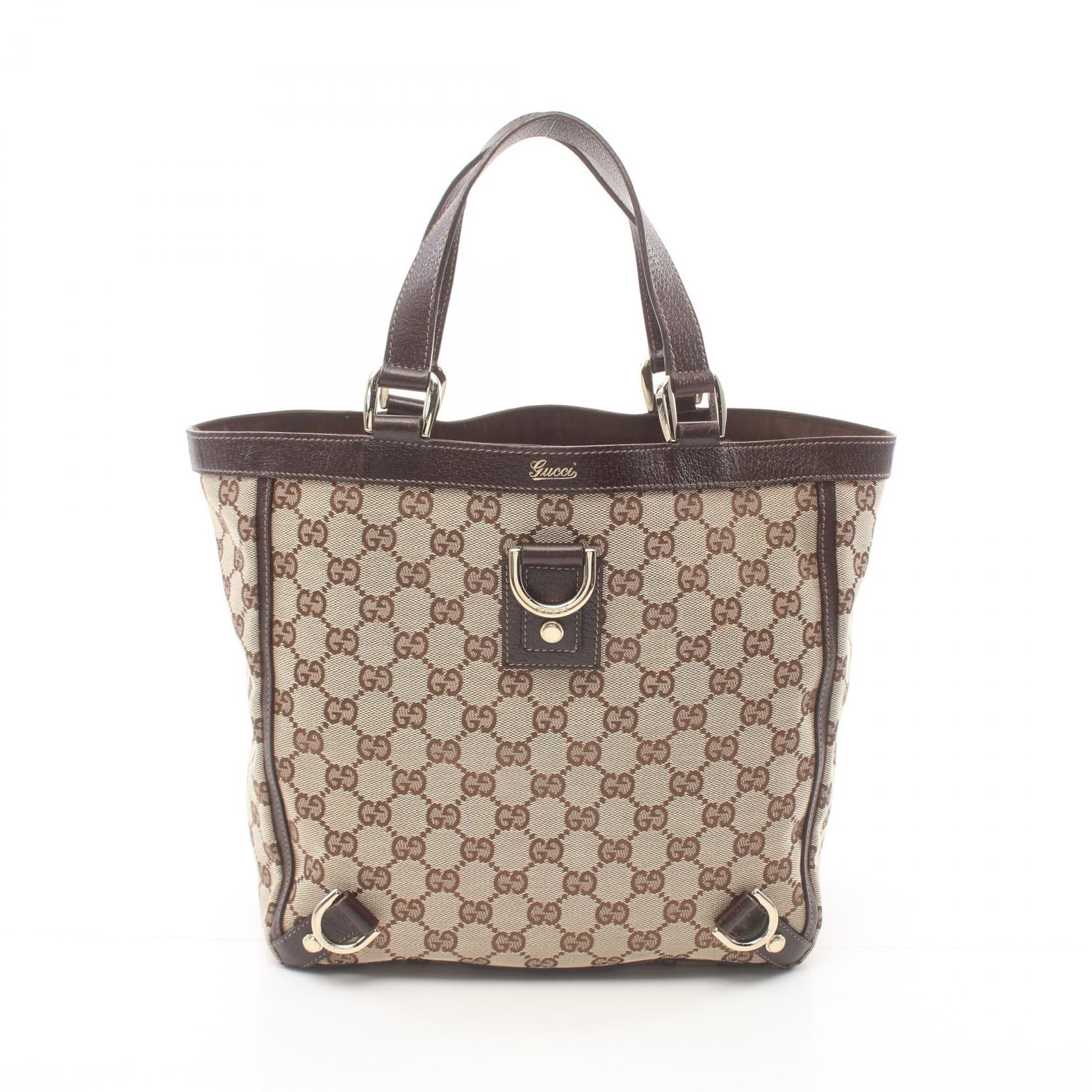 GUCCI 【激減優惠】帆布Abbey GG Tote Bag金扣手挽袋棕色