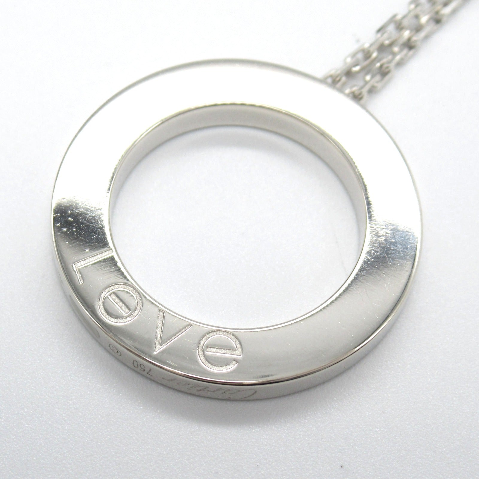 CARTIER 18K白金Love Necklace 6 Diamonds鑽石項鍊