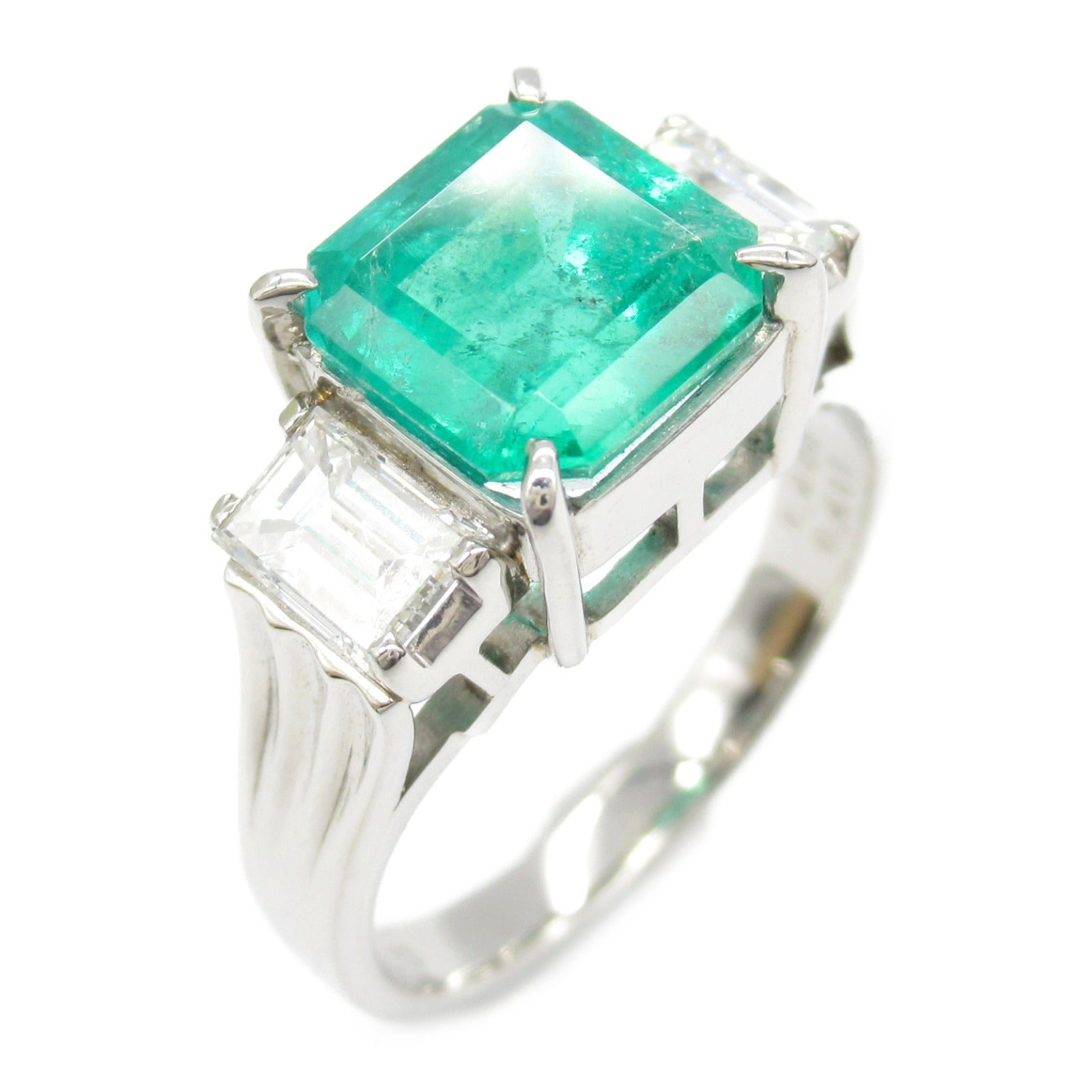 JEWELRY 綠寶石/PT900鉑金Diamond Ring鑽石戒指US#6.5JP#13