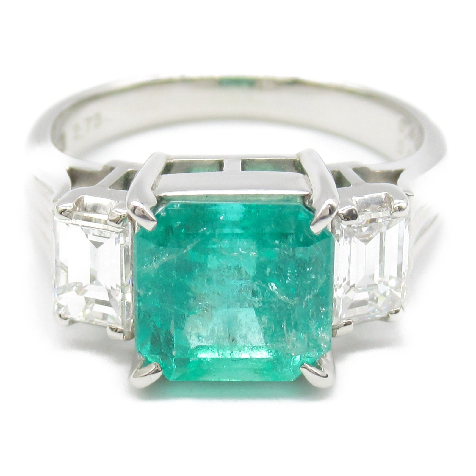 JEWELRY 綠寶石/PT900鉑金Diamond Ring鑽石戒指US#6.5JP#13