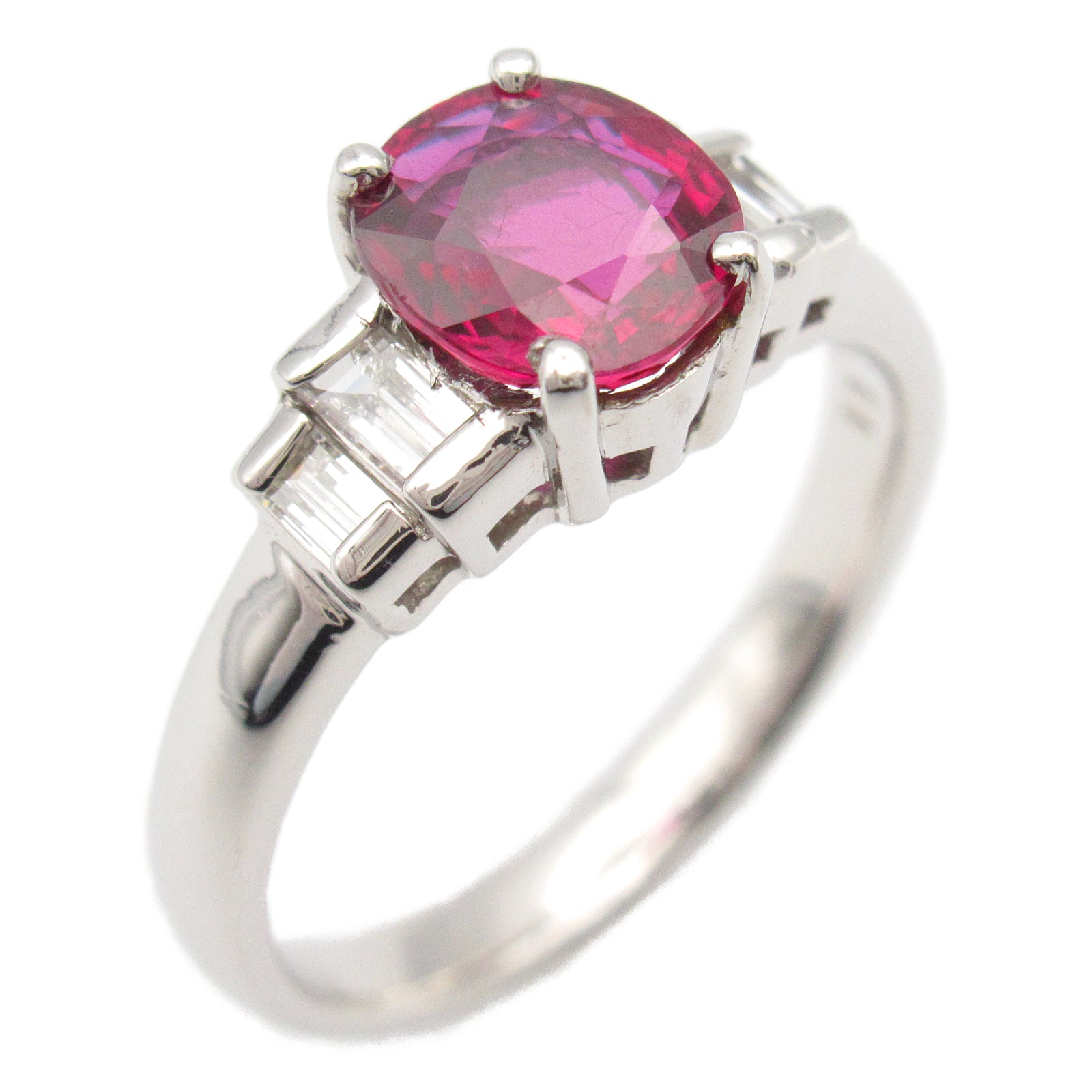 JEWELRY PT900鉑金Ruby/Diamond Ring紅寶石/鑽石戒指US#6