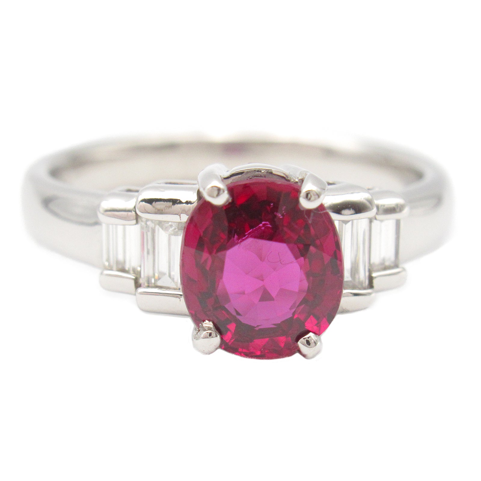 JEWELRY PT900鉑金Ruby/Diamond Ring紅寶石/鑽石戒指US#6