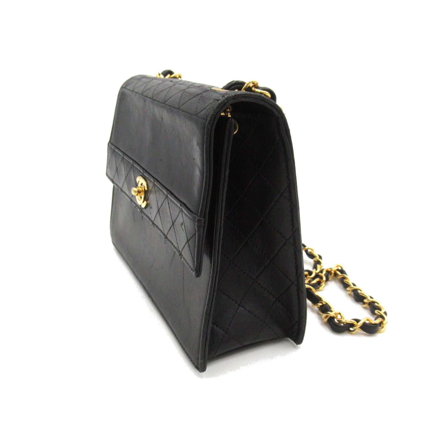 CHANEL【激減優惠】 羊皮皮革Chain Shoulder金扣肩背袋