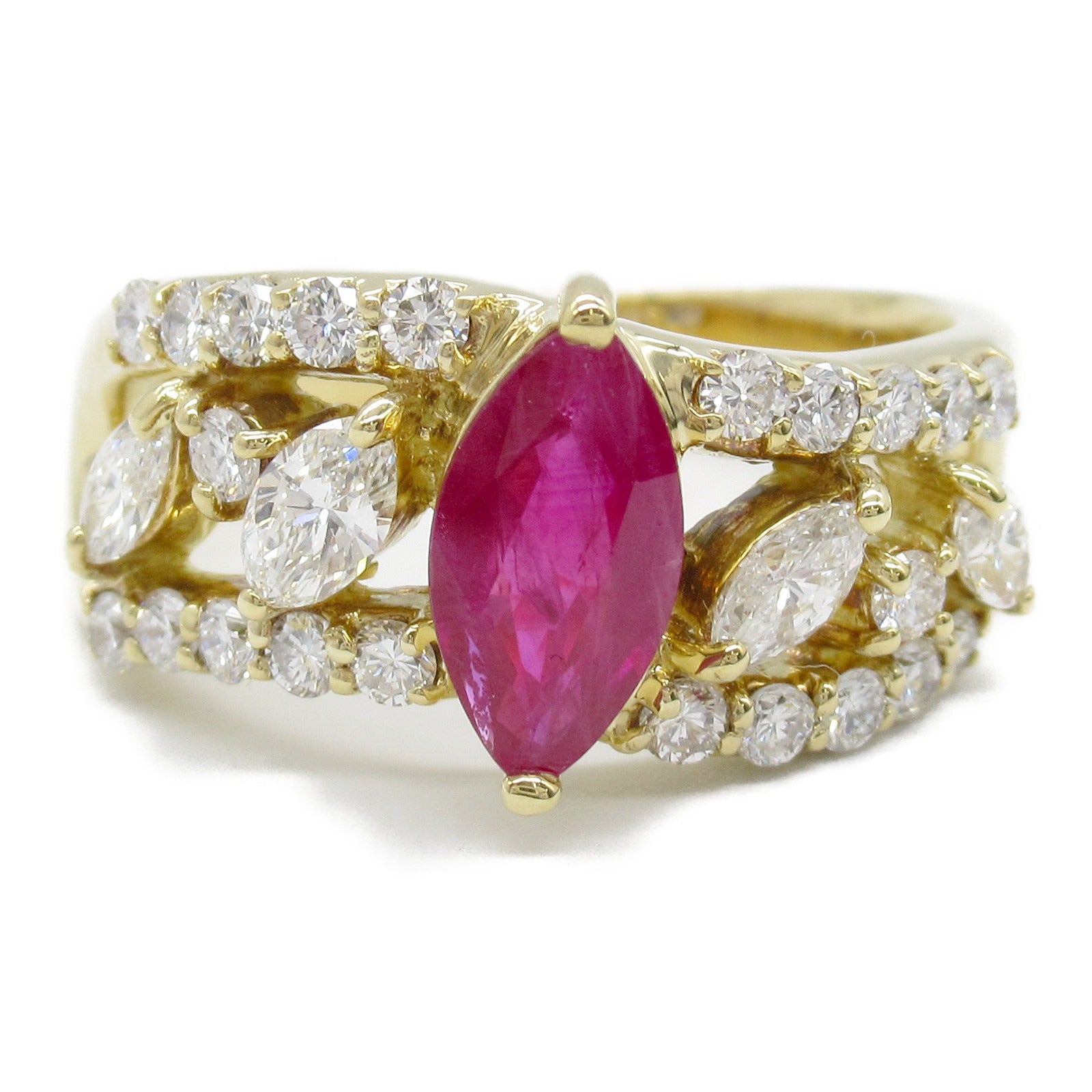 JEWELRY 【激減優惠】18K黃金Ruby Diamond Ring紅寶石/鑽石戒指US#8