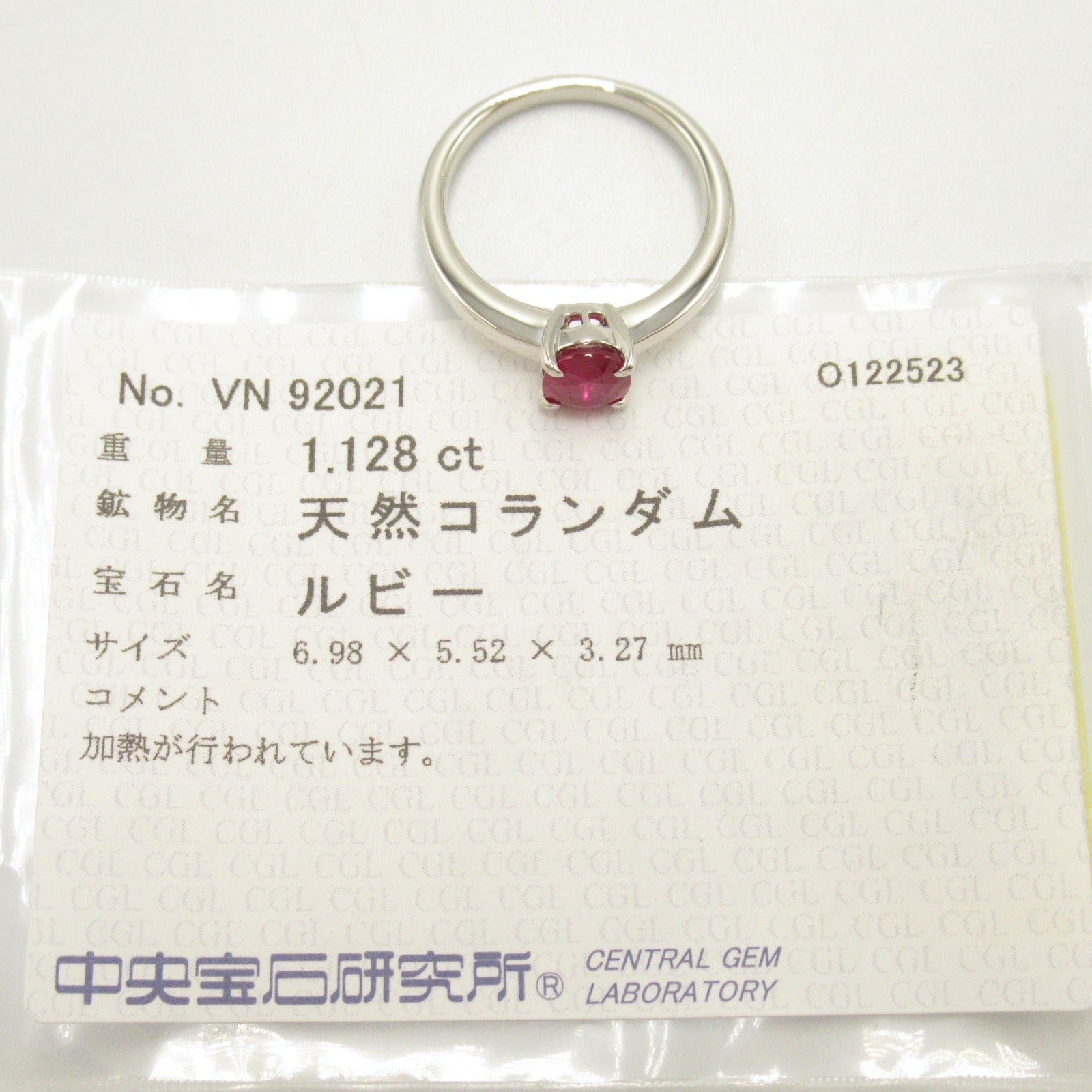 JEWELRY PT900鉑金Ruby Ring紅寶石戒指US#6