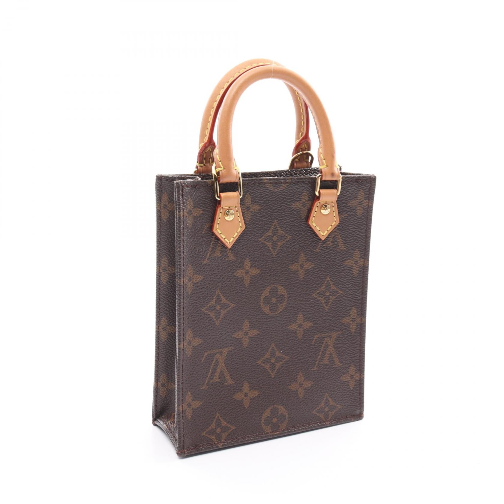 LOUIS VUITTON【激減優惠】 Monogram Petit Sac Plat金扣手挽肩背兩用袋棕色