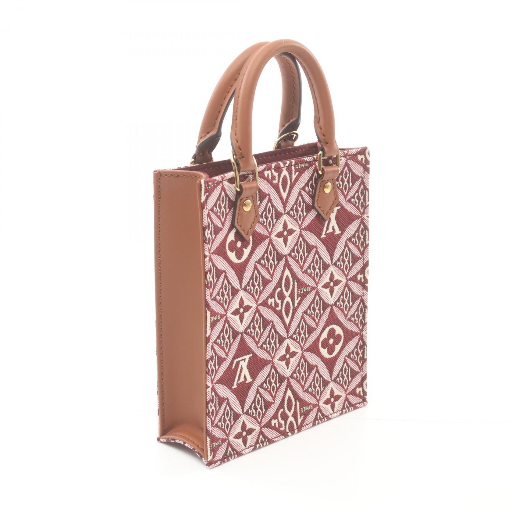 LOUIS VUITTONLV GHW Petit Sac Plat Handbag M69846 Monogram Jacquard Bordeaux