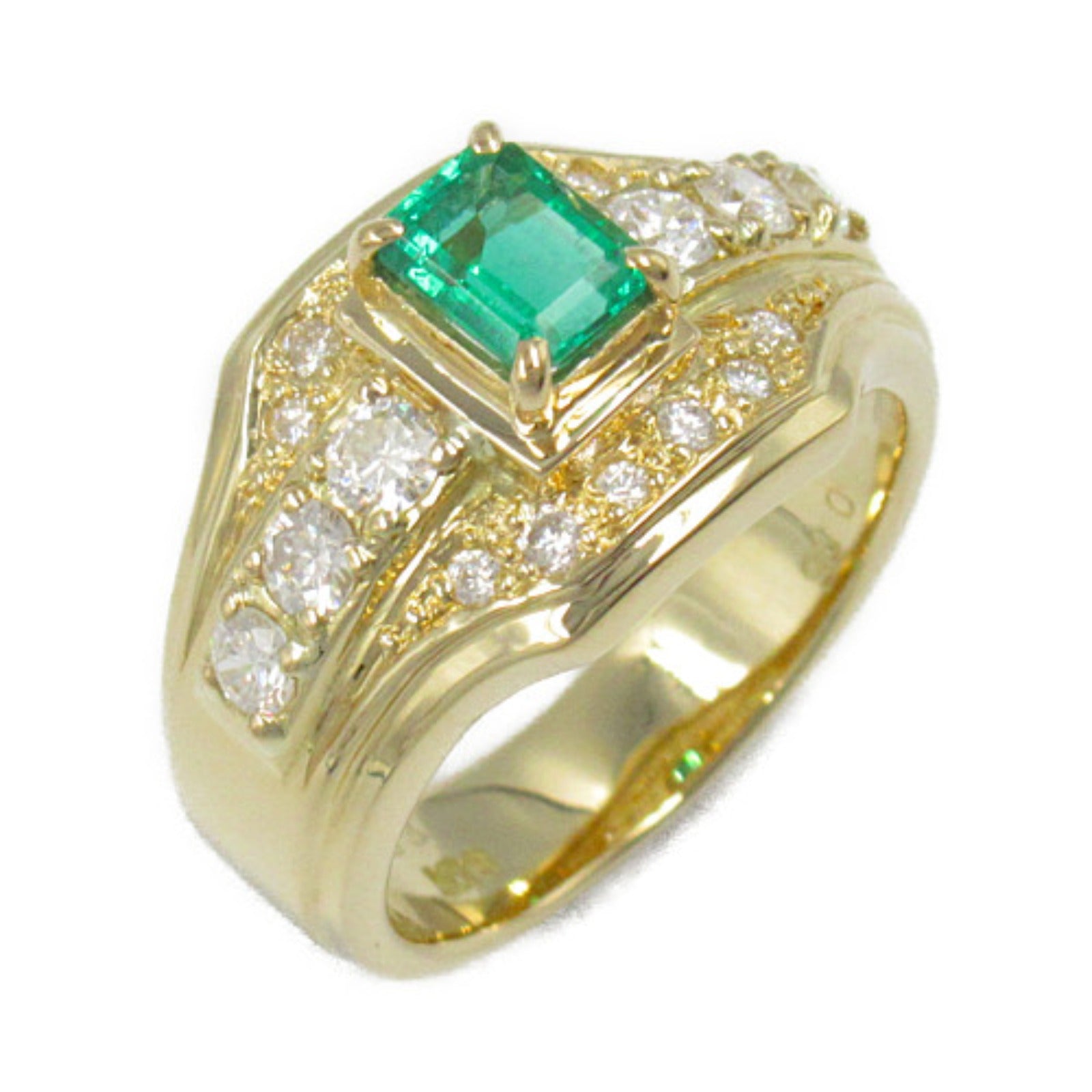 JEWELRY 18K黃金Emerald Diamond Ring綠寶石/鑽石戒指US#6.25