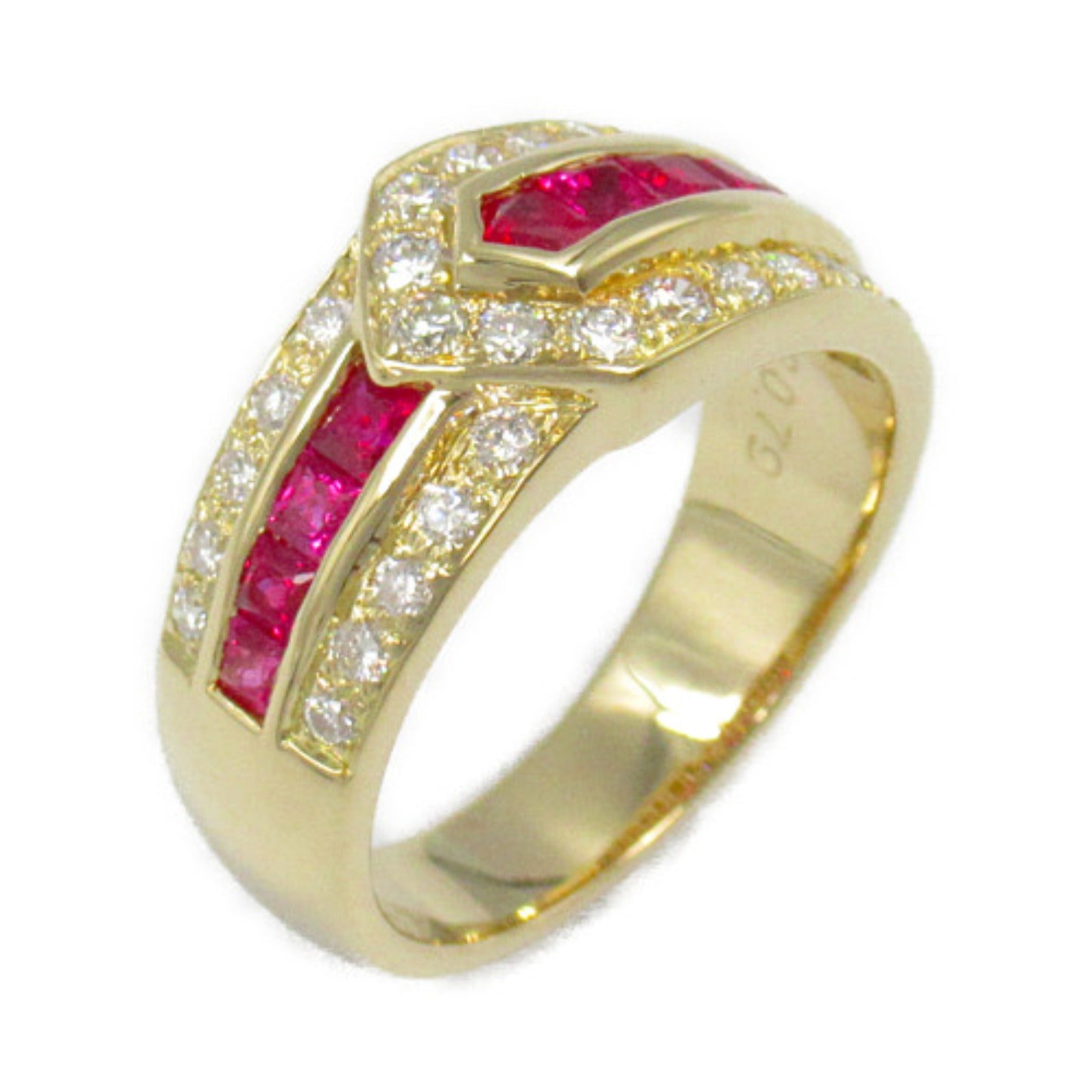 JEWELRY 18K黃金Ruby Diamond Ring紅寶石/鑽石戒指US#6