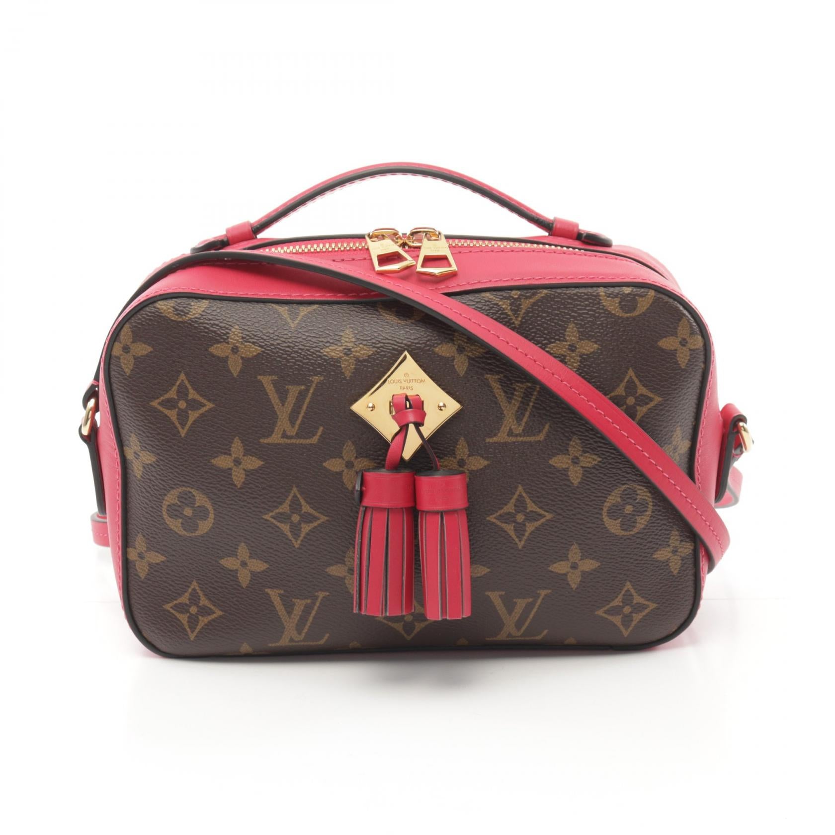 LOUIS VUITTON Saintonge Shoulder Bag M43557 Monogram Brown Pink