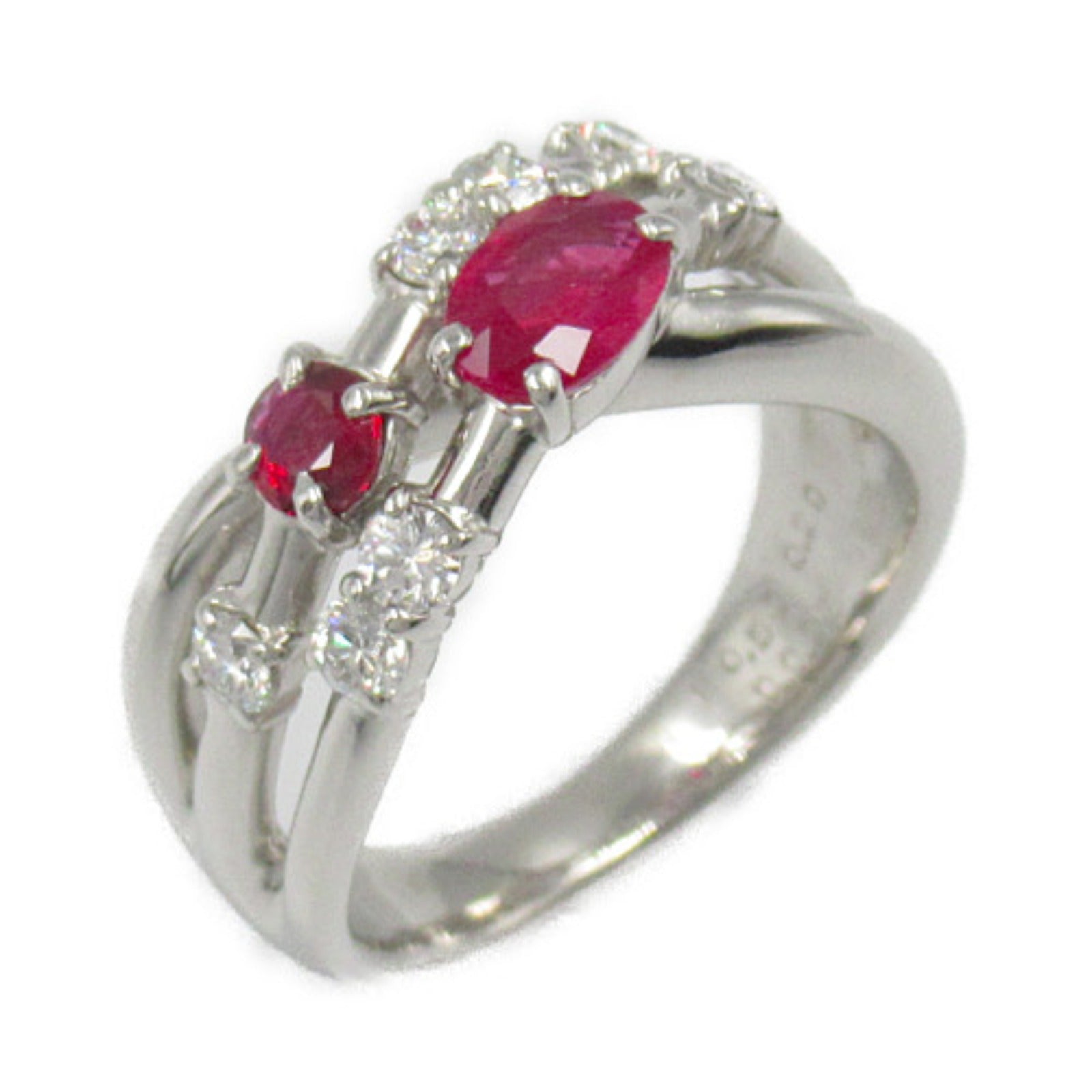 JEWELRY PT900鉑金Ruby Diamond Ring紅寶石/鑽石戒指US#5.75