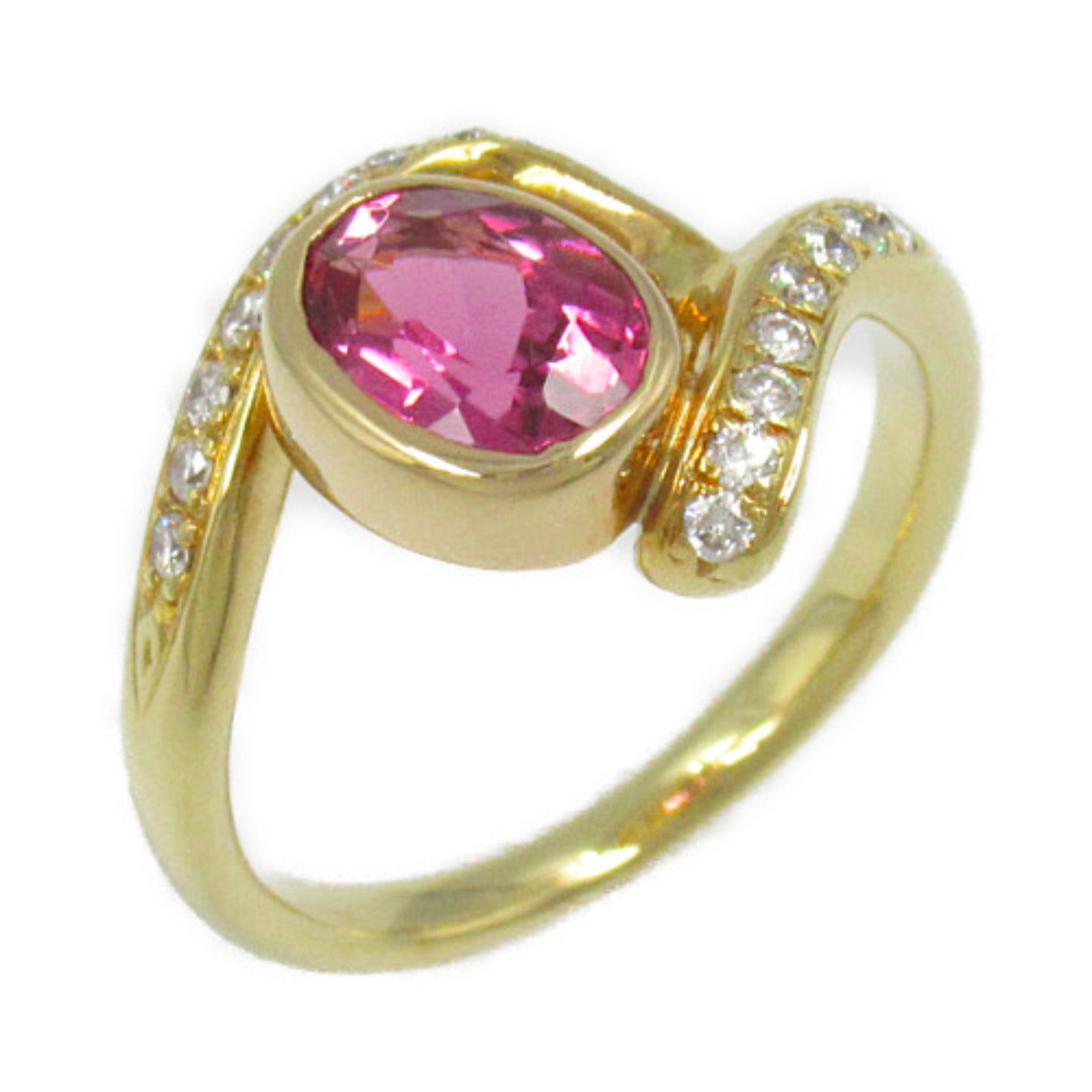JEWELRY 18K黃金Pink Tourmaline Diamond Ring戒指US#6.5