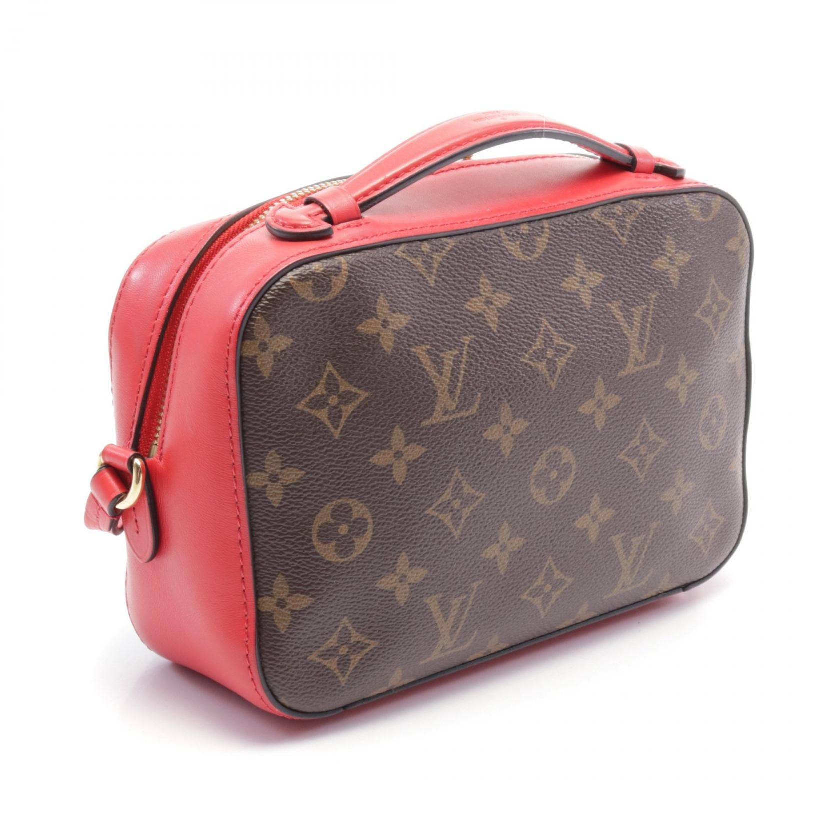 LOUIS VUITTON LV GHW Saintonge 2 Way Shoulder Handbag M43556 Monogram Brown/Red