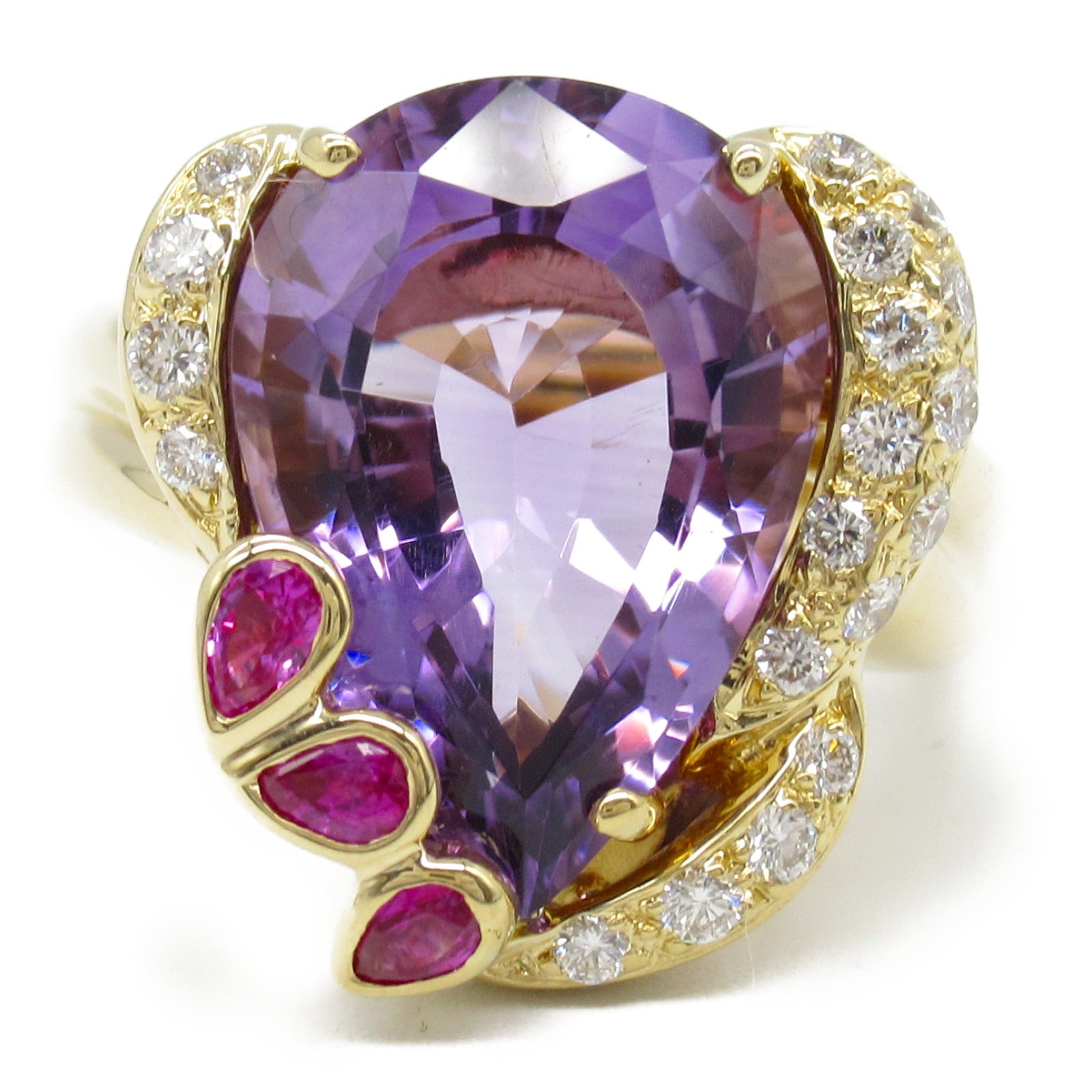 JEWELRY 18K黃金Amethyst Diamond Ring紫晶/鑽石戒指US#6