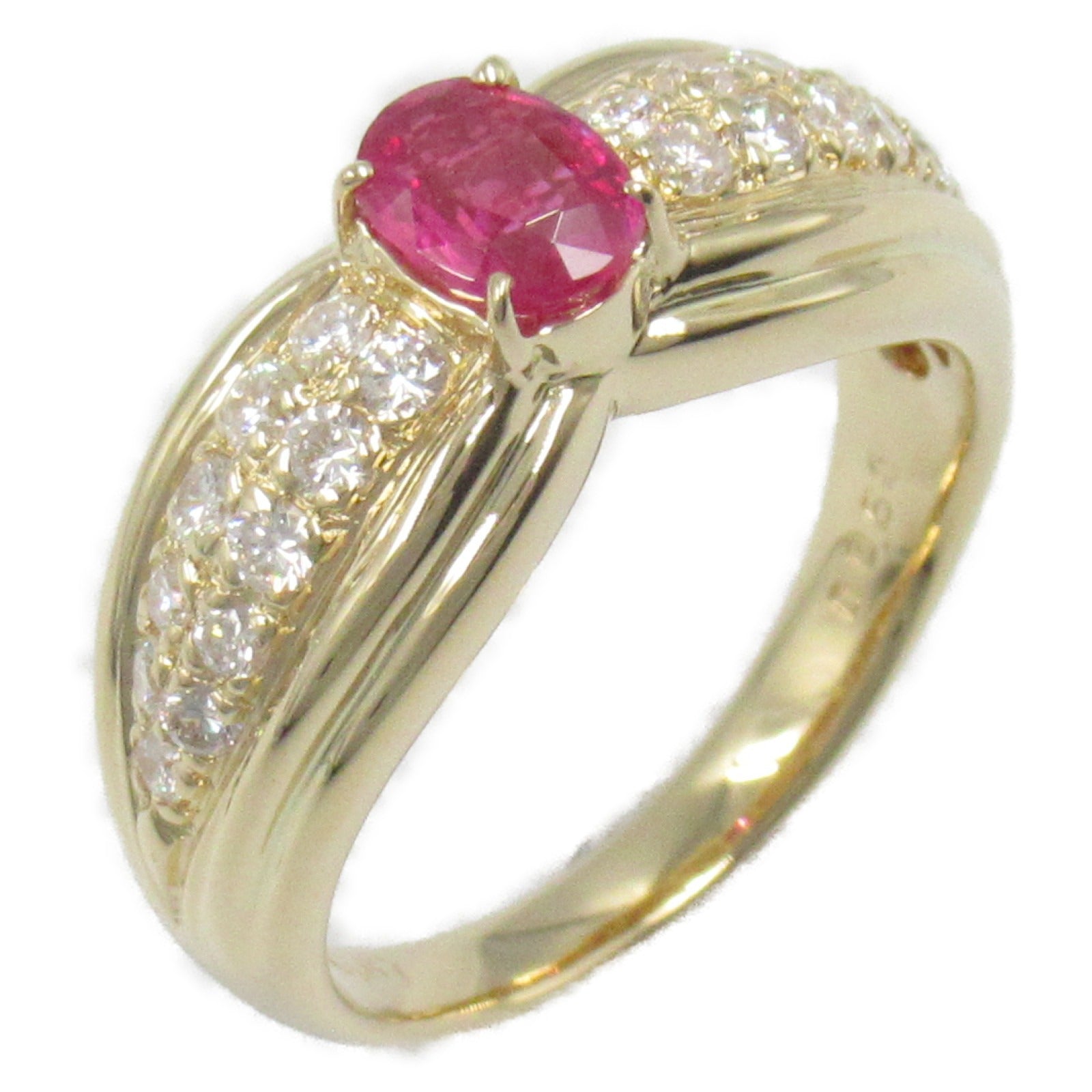 JEWELRY 【激減優惠】18K黃金Ruby Diamond Ring紅寶石/鑽石戒指US#6.5