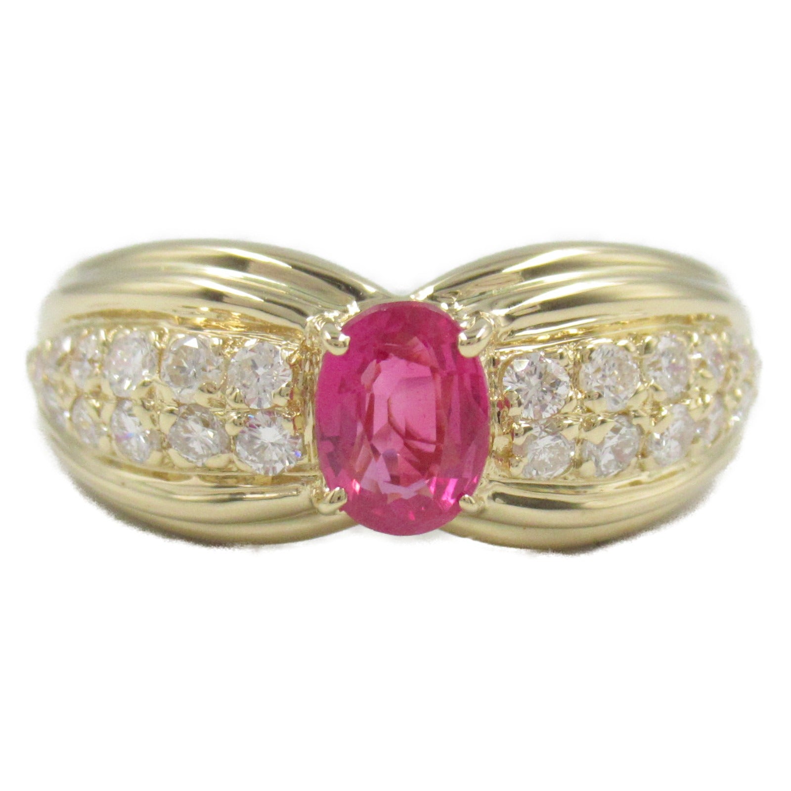 JEWELRY 【激減優惠】18K黃金Ruby Diamond Ring紅寶石/鑽石戒指US#6.5