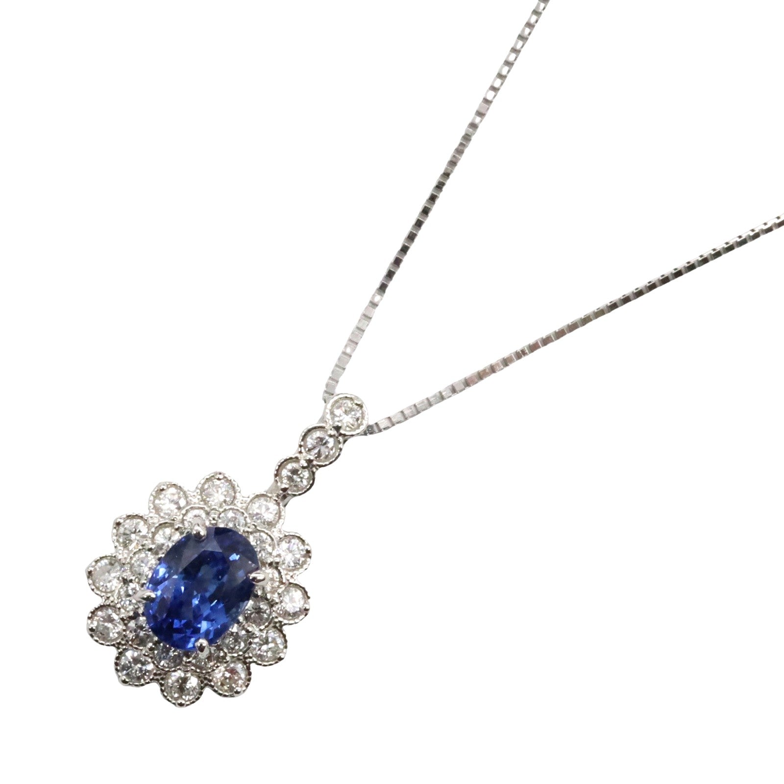 JEWELRY PT950/PT850鉑金Sapphire Diamond Necklace藍寶石/鑽石項鍊