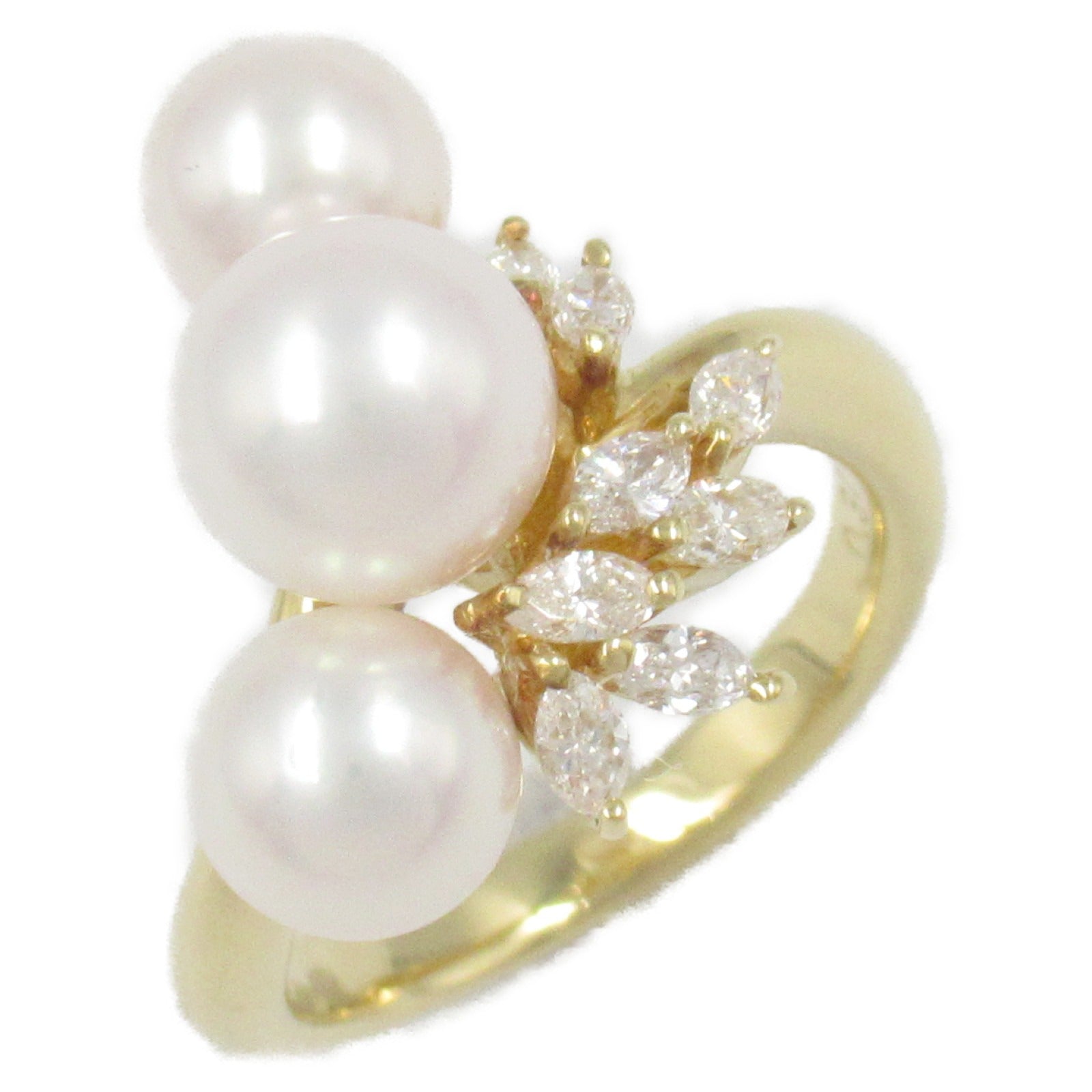 JEWELRY 18K黃金Pearl Diamond Ring珍珠鑽石戒指US#5