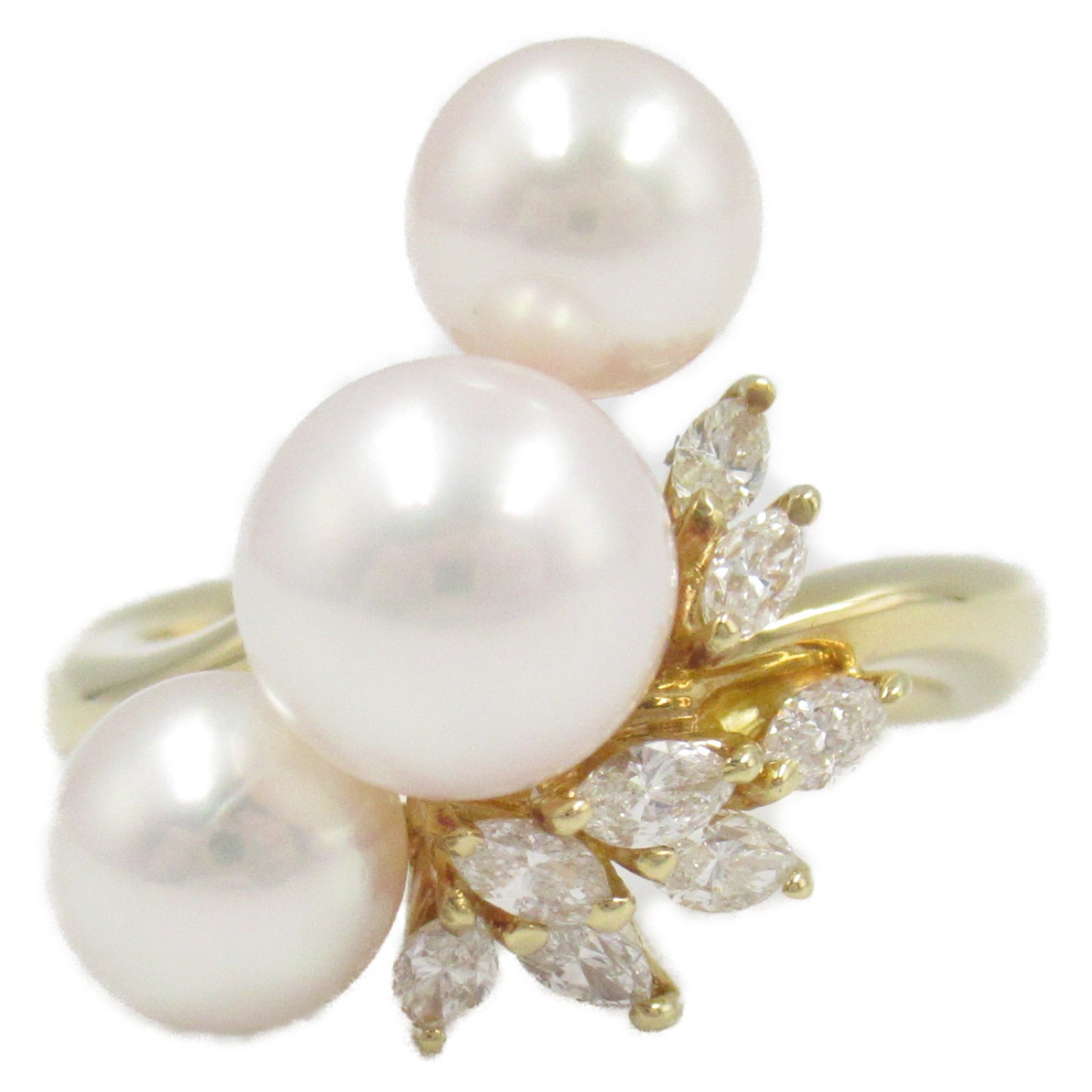 JEWELRY 18K黃金Pearl Diamond Ring珍珠鑽石戒指US#5