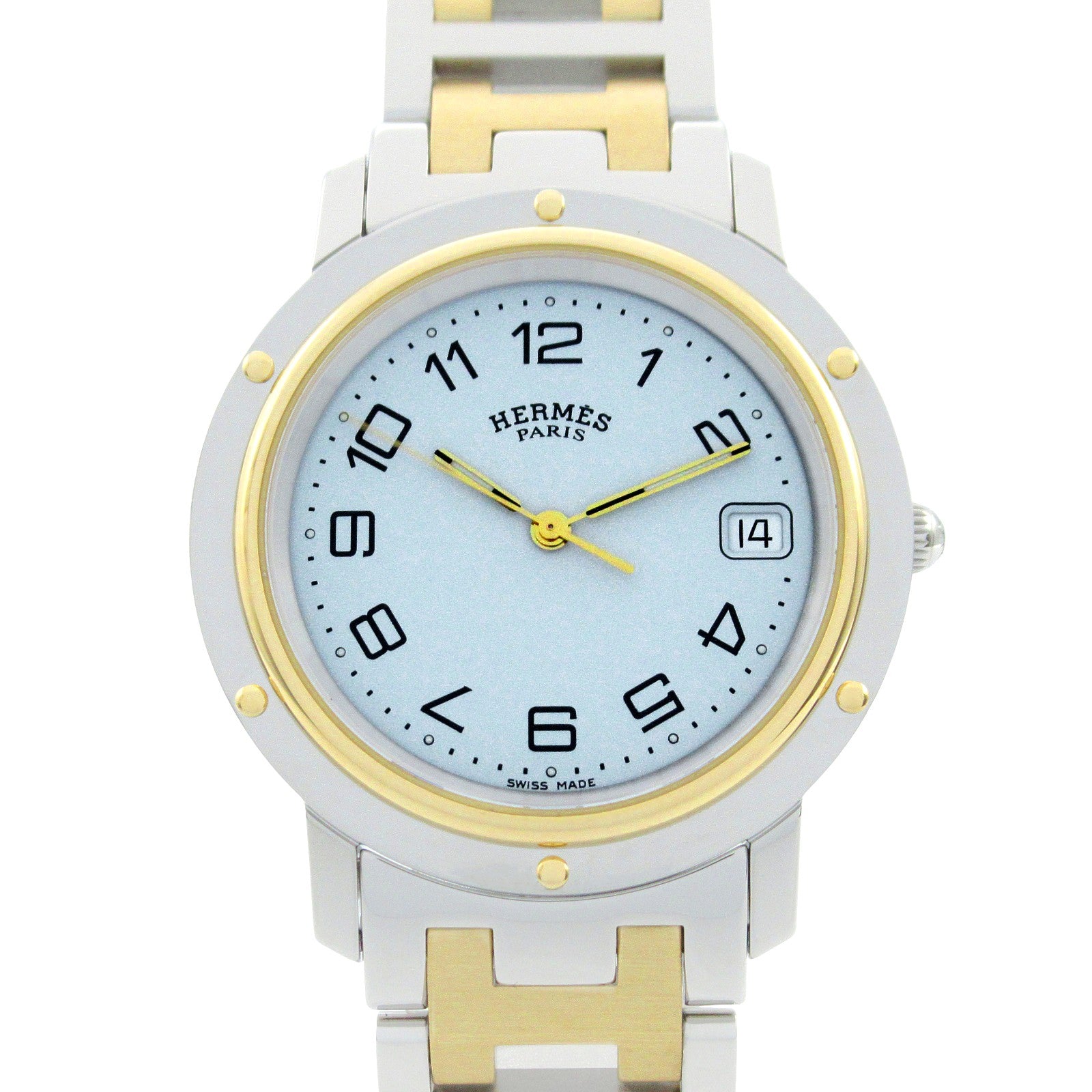 HERMES Clipper CL6.720 Quartz Watch Gold Plated Stainless Steel Pale Blue