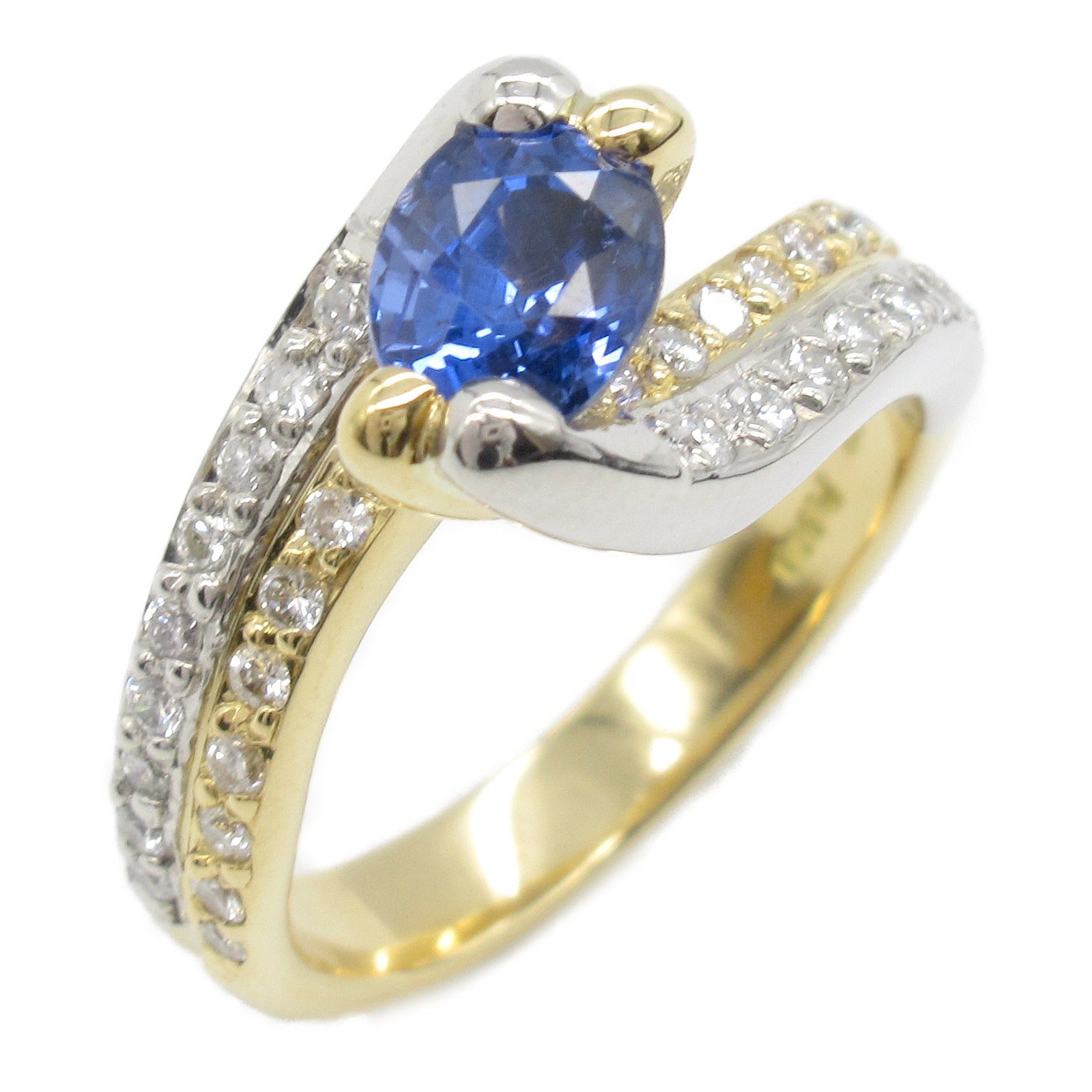 JEWELRY 18K黃金Sapphire Diamond Ring藍寶石/鑽石戒指US#5.5