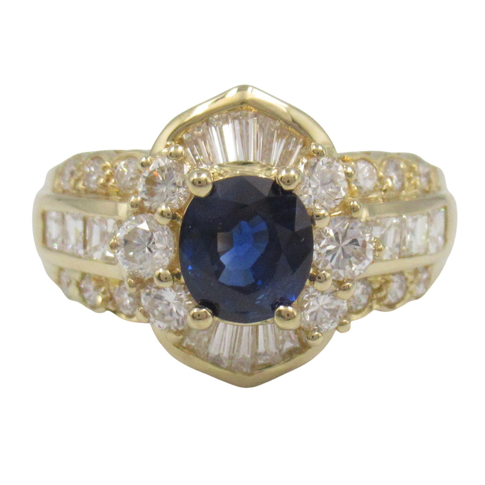 JEWELRY 18K黃金Sapphire Ring藍寶石/鑽石戒指US#5.25