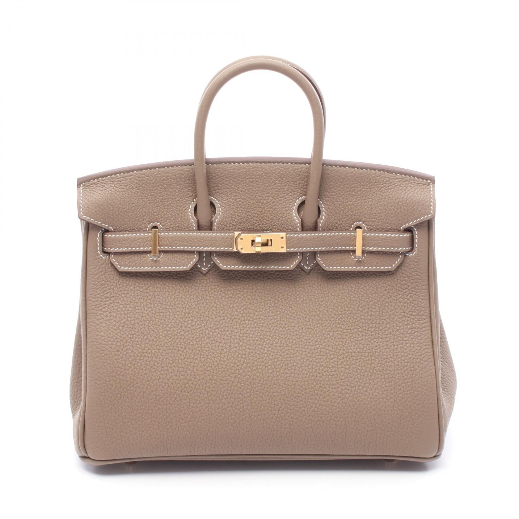 HERMES Togo皮革Birkin 25金扣手挽袋Etoupe