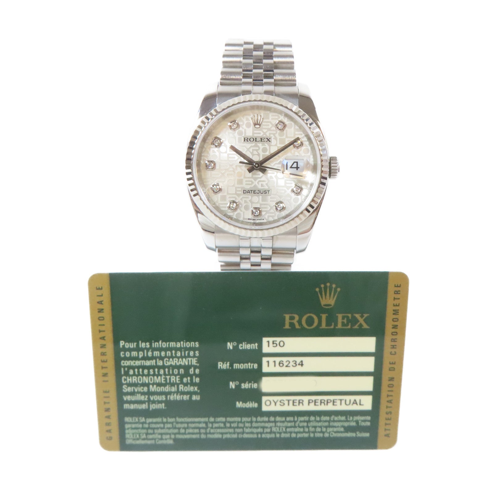 ROLEX Datejust 18K白金/不鏽鋼/鑽石手錶自動機芯銀色
