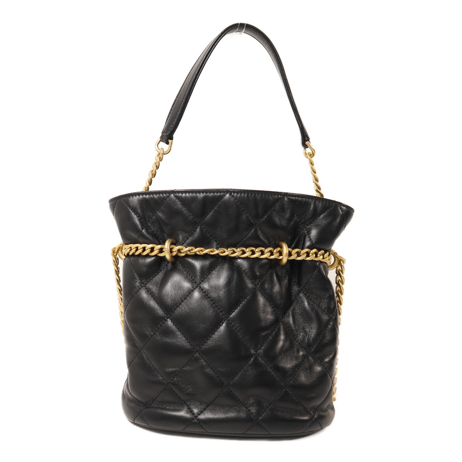 CHANEL 【激減優惠】羊皮皮革Chain Shoulder Bucket鏈帶手挽肩背兩用袋