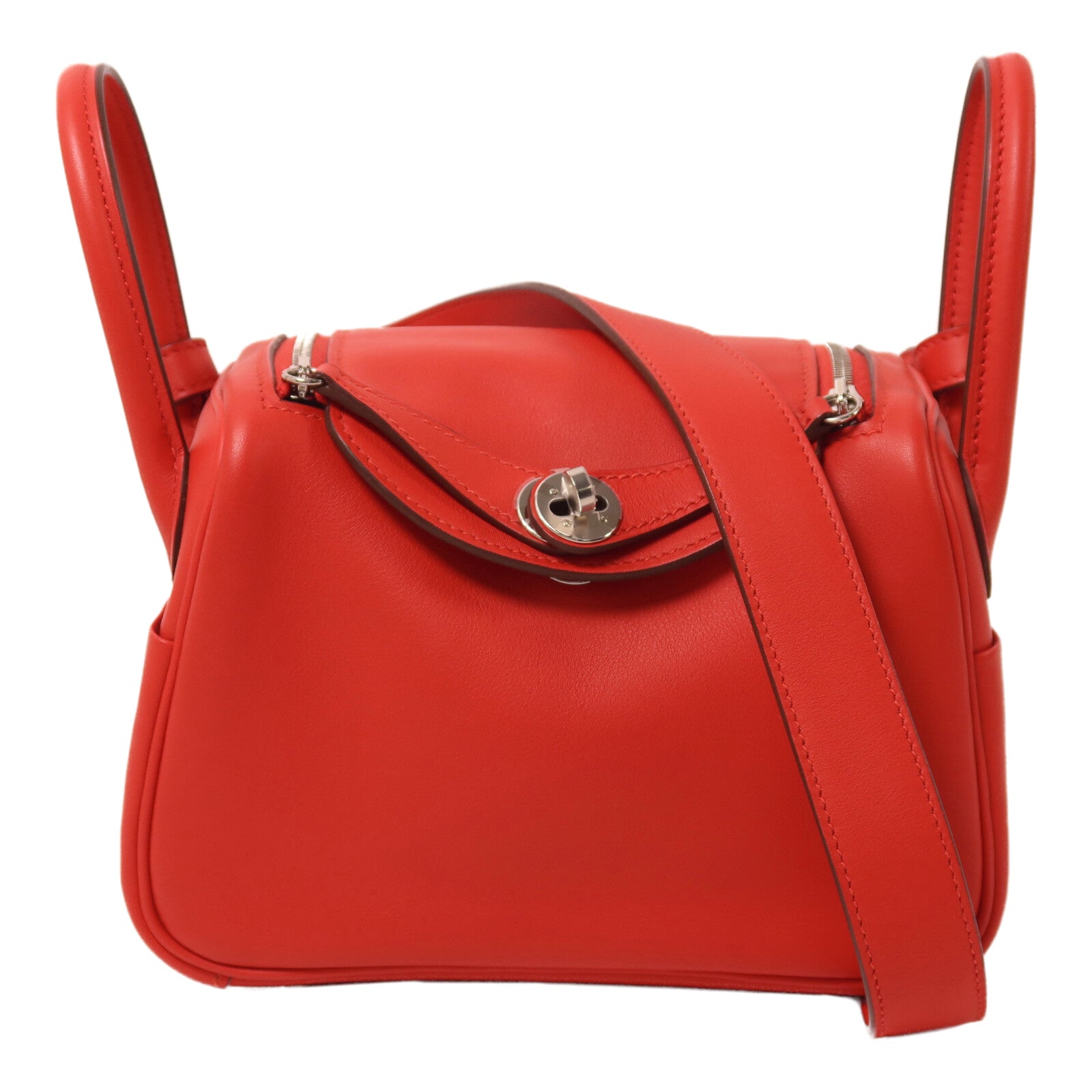 HERMES Swift皮革Mini Lindy手挽肩背兩用袋Rouge de Coeur