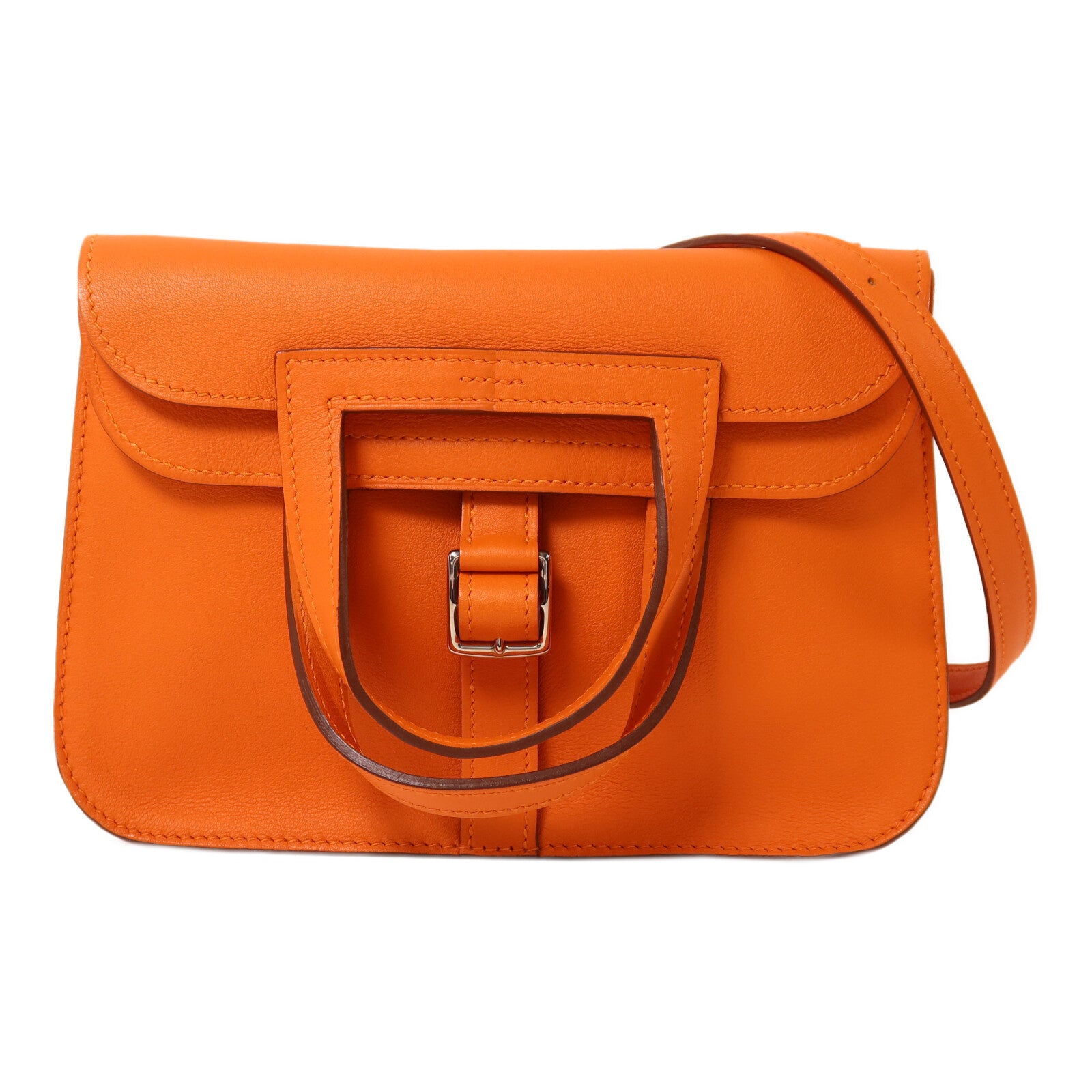 HERMES Swift皮革Mini Halzan手挽肩背兩用袋Orange