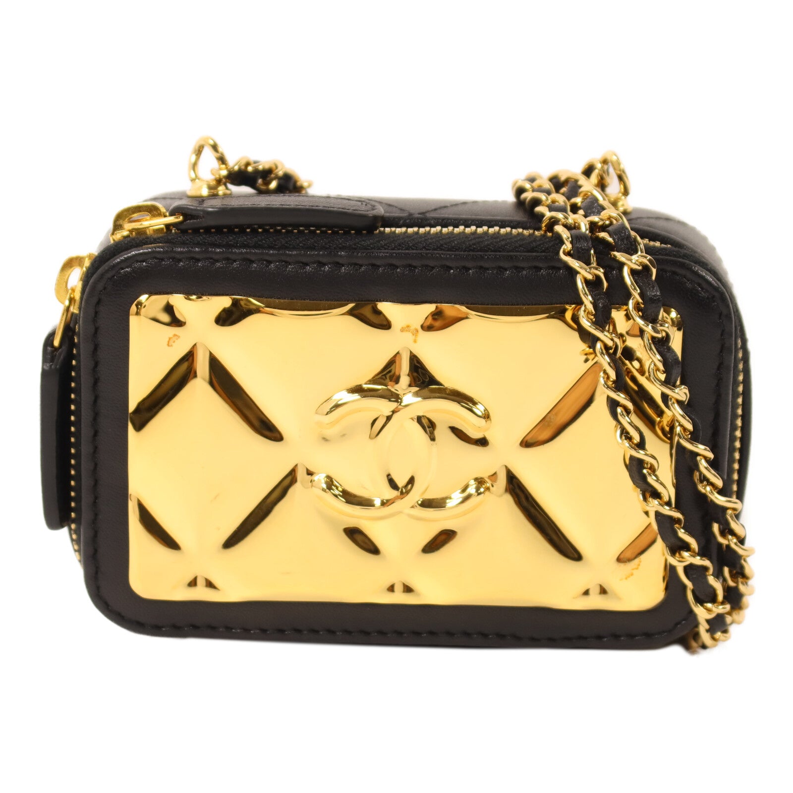 CHANEL 羊皮皮革Mini Vanity Case鏈帶肩背袋