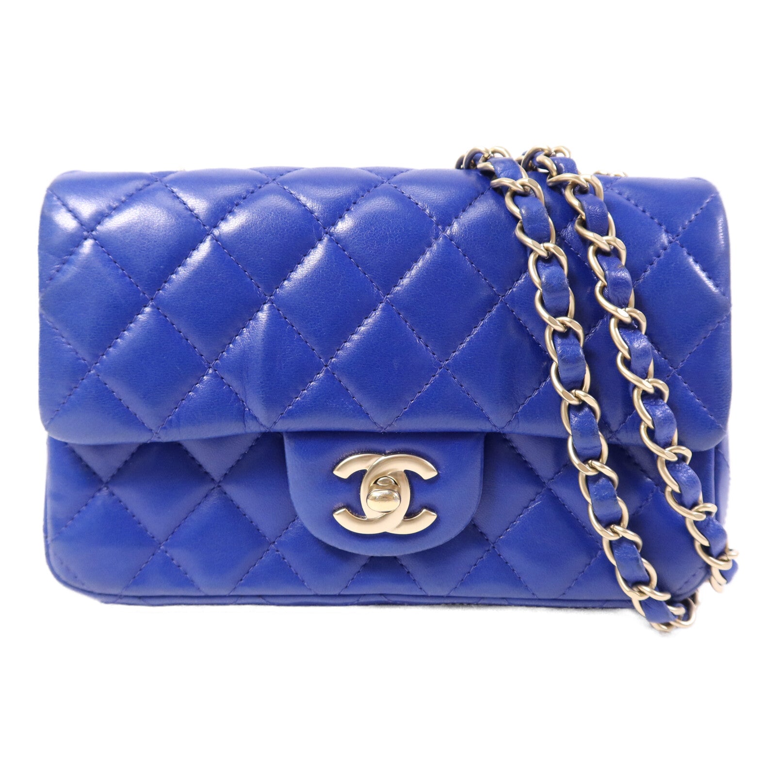 CHANEL 羊皮皮革Mini Classic 20金扣鏈帶肩背袋