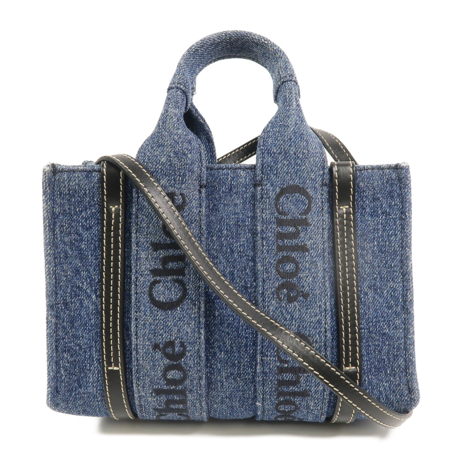 Chloe 牛仔布Woody Tote Mini手挽肩背兩用袋