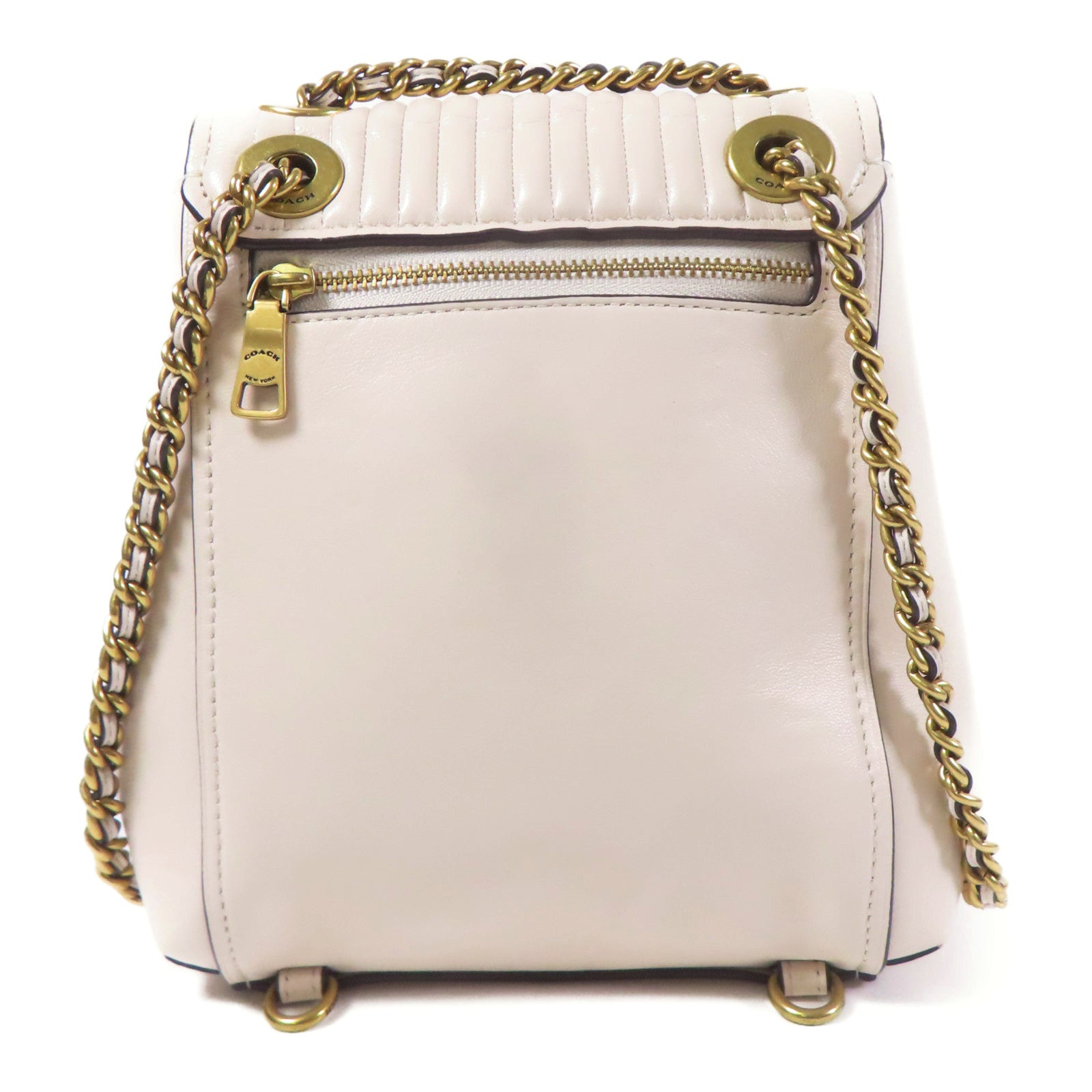 COACH 牛皮皮革Rucksack金扣鏈帶背包