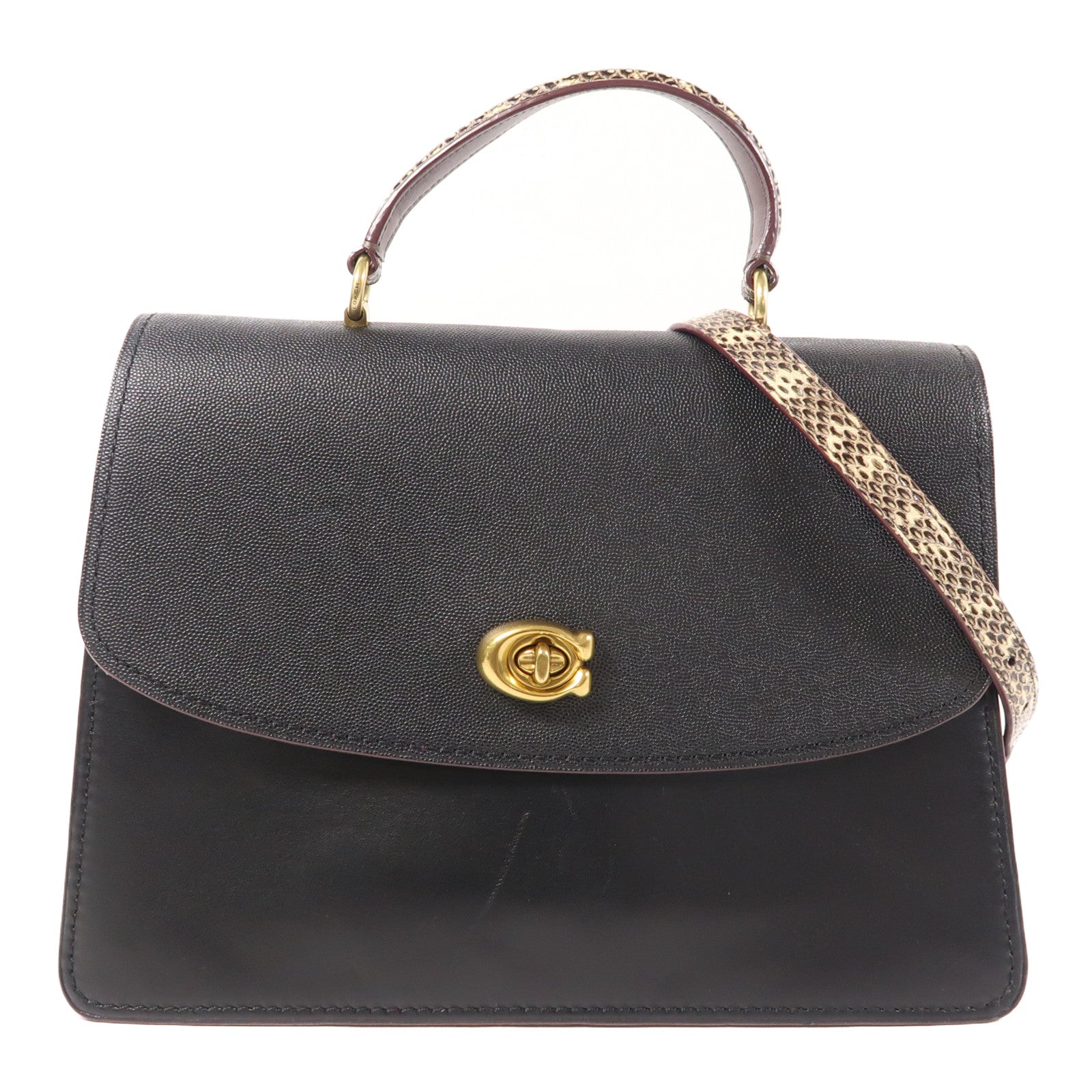 COACH 【激減優惠】牛皮皮革/蛇皮皮革Parker Top Handle 32手挽肩背兩用袋