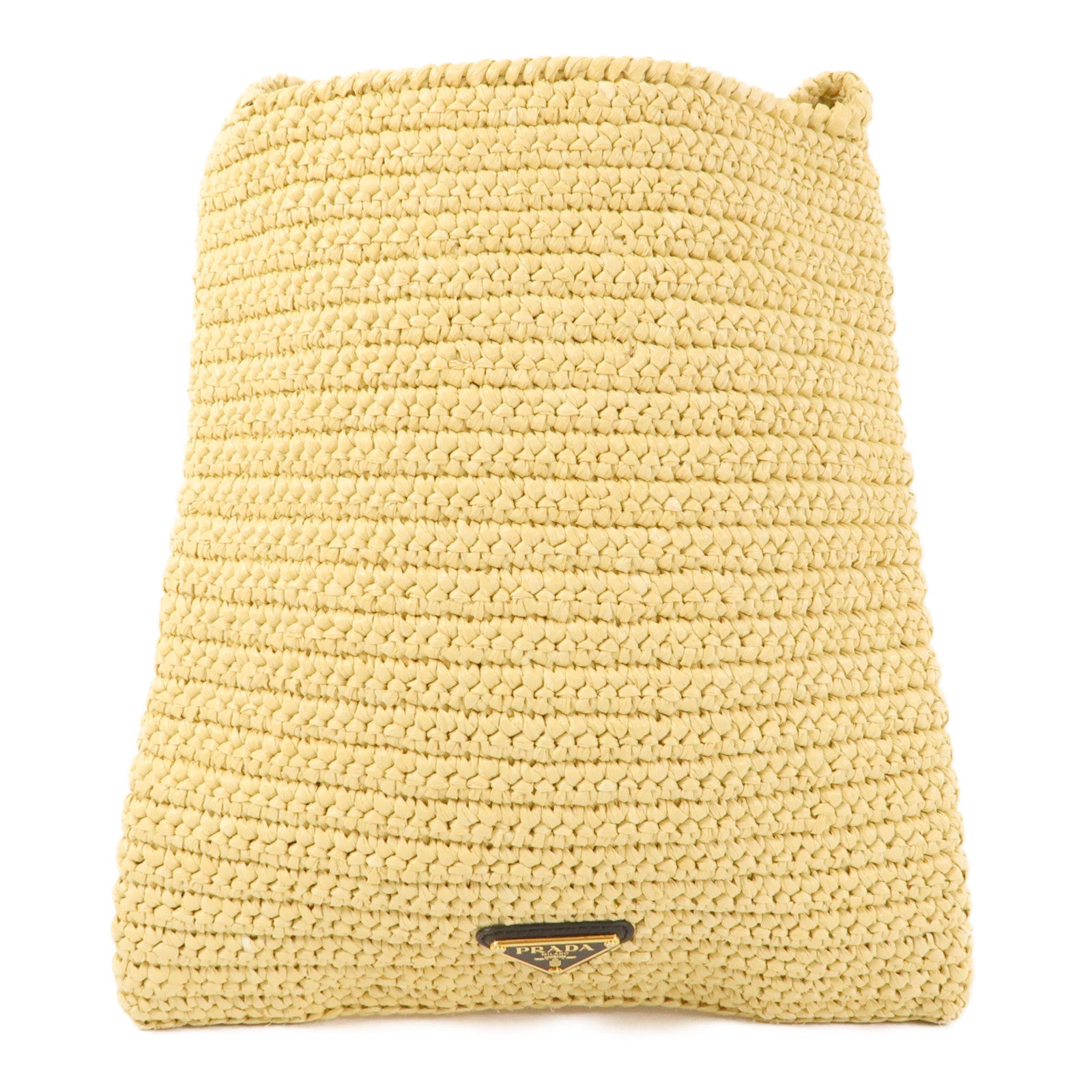 PRADA Raffia Crochet金扣肩背袋