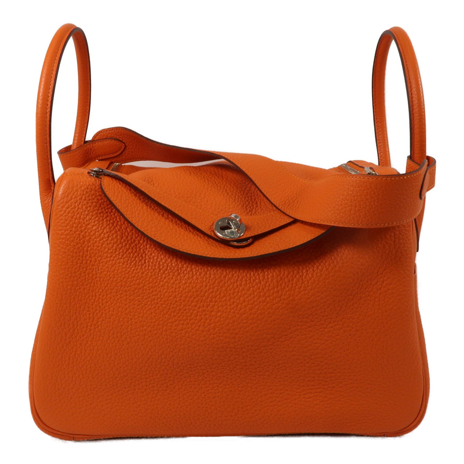 HERMES Clemence皮革Lindy 34手挽肩背兩用袋Orange
