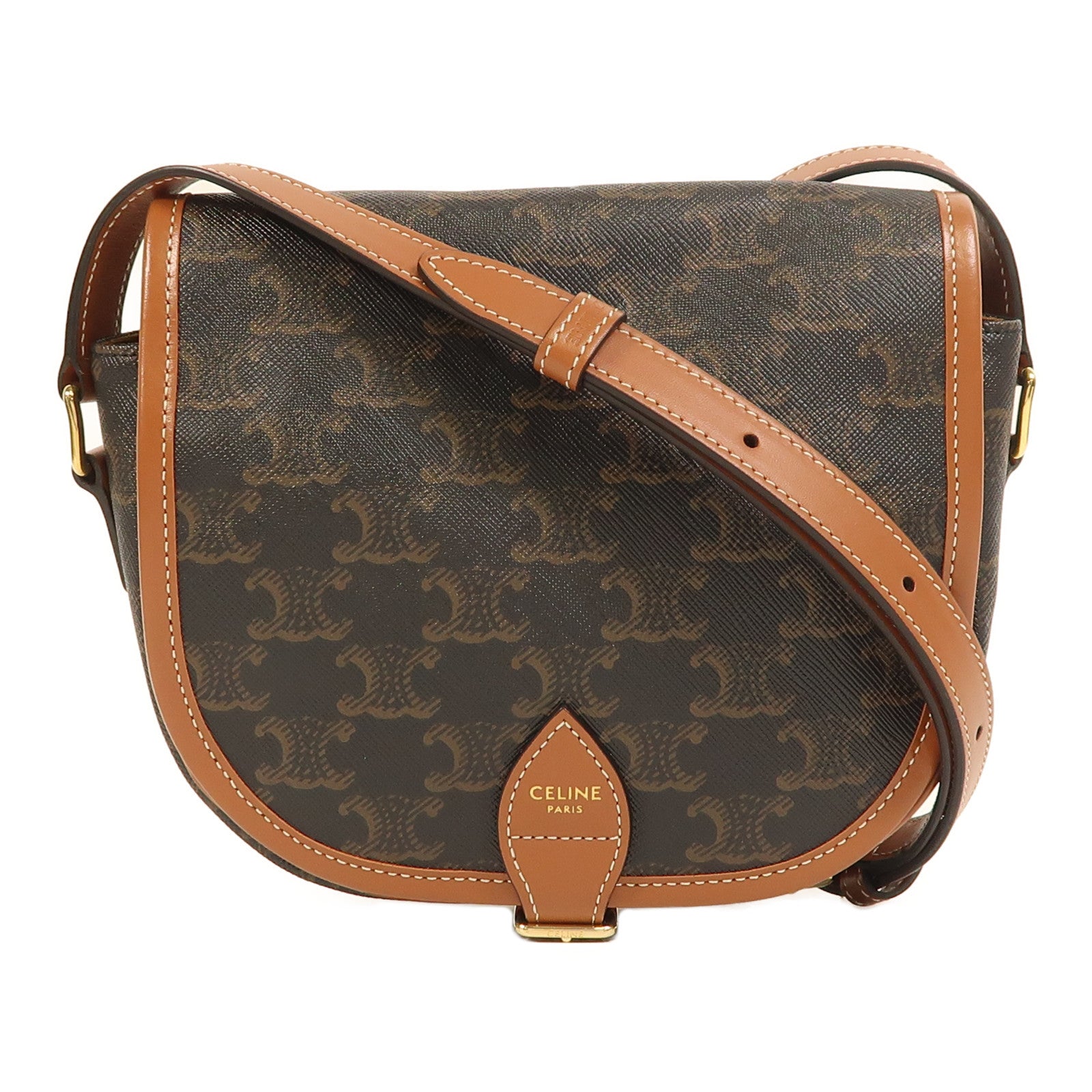 CELINE 塗層帆布Folco金扣肩背袋