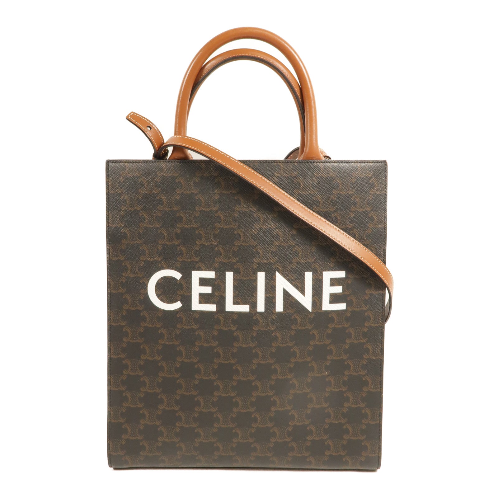 CELINE 塗層帆布Triomphe Cabas金扣手挽肩背兩用袋
